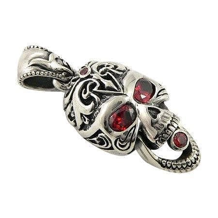 Ghost Rider Sterling Silver Skull Biker Pendant Necklace for Men - Gothic Motorcycle Jewelry Gift for Bikers, Riders & Rock Fans - Perfect for Halloween, Bike Rallies & Alternative Fashion