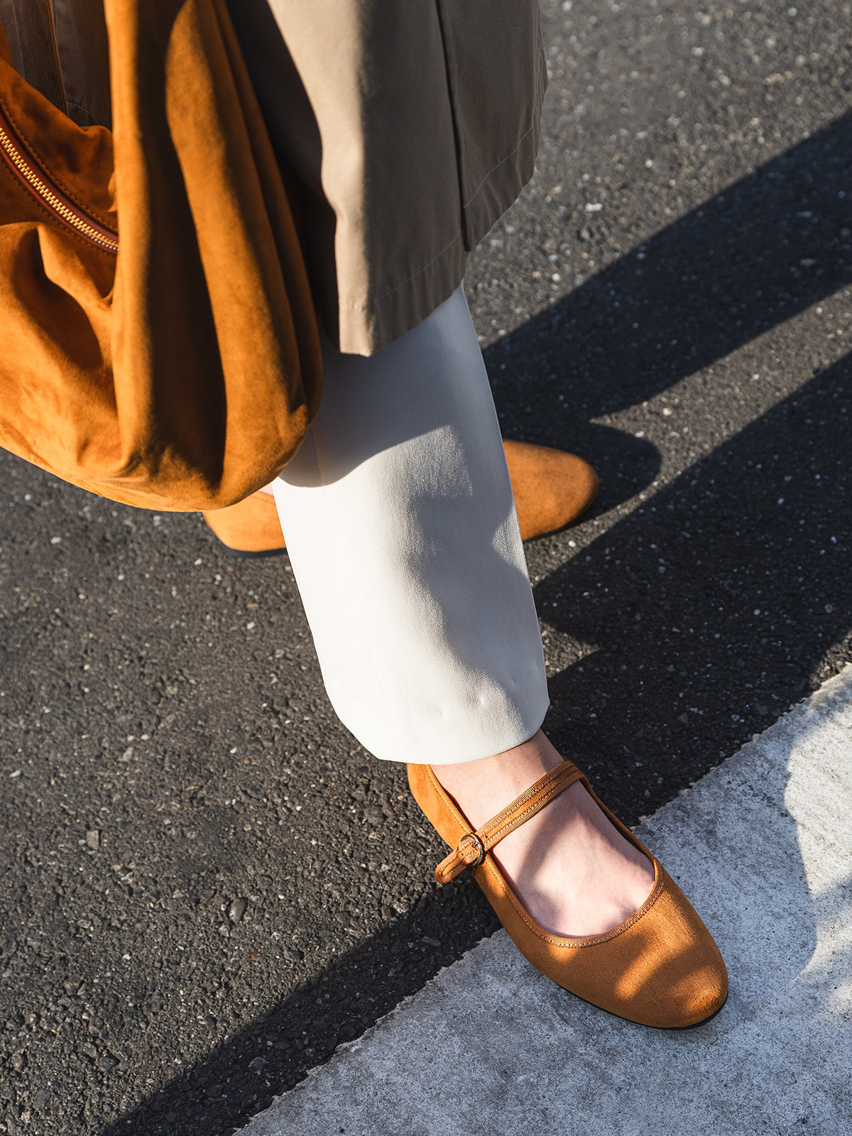 Belle Mary Jane Shoes for Women - Caramel Color Comfortable Flats - Perfect for Work, Office, and Casual Wear