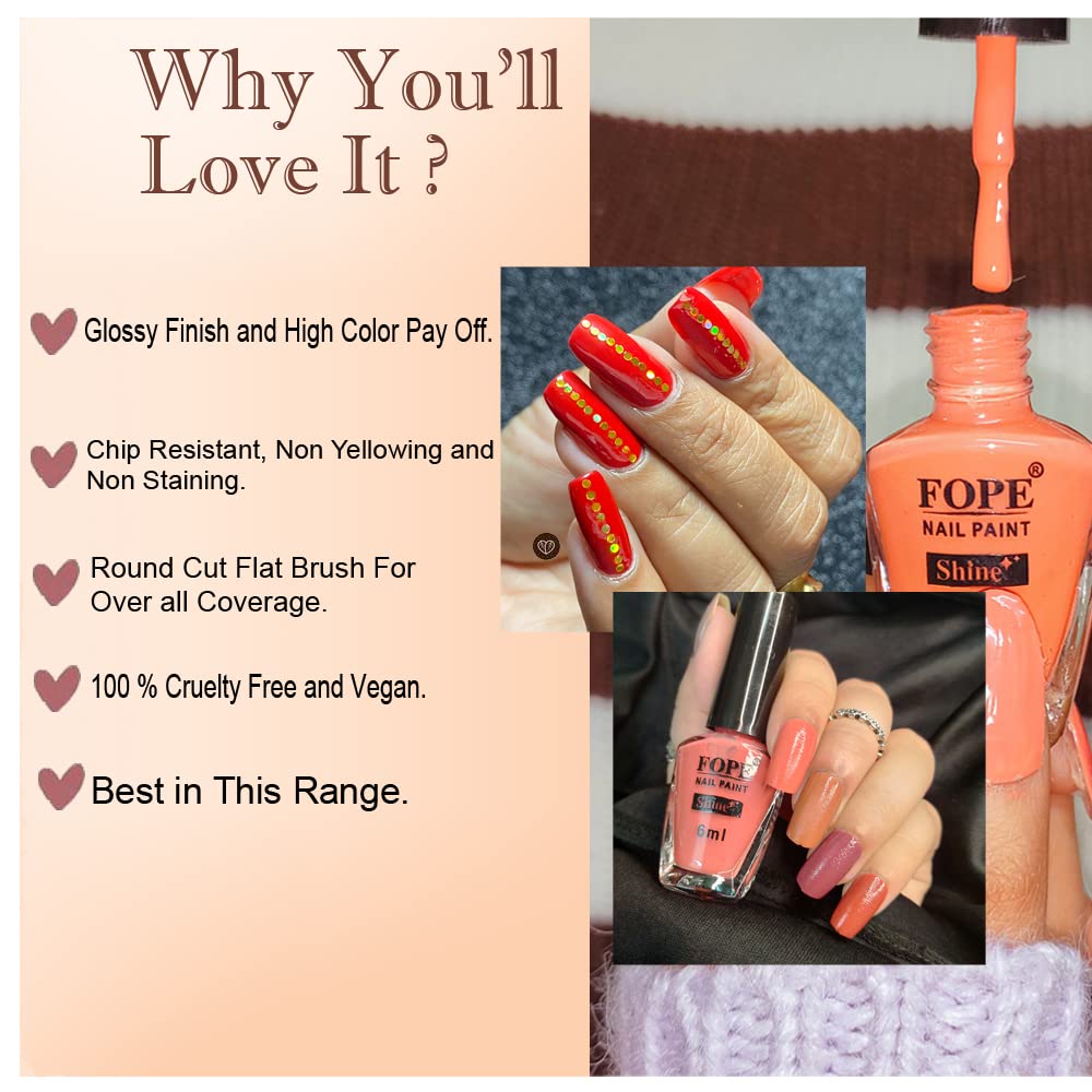 FOPE Enamel Splash Glossy Nail Polish Set - 12 Vibrant Colors, Quick-Drying, Chip-Resistant & Long-Lasting Nail Paint for Women | Perfect for Manicures, Pedicures & Special Occasions