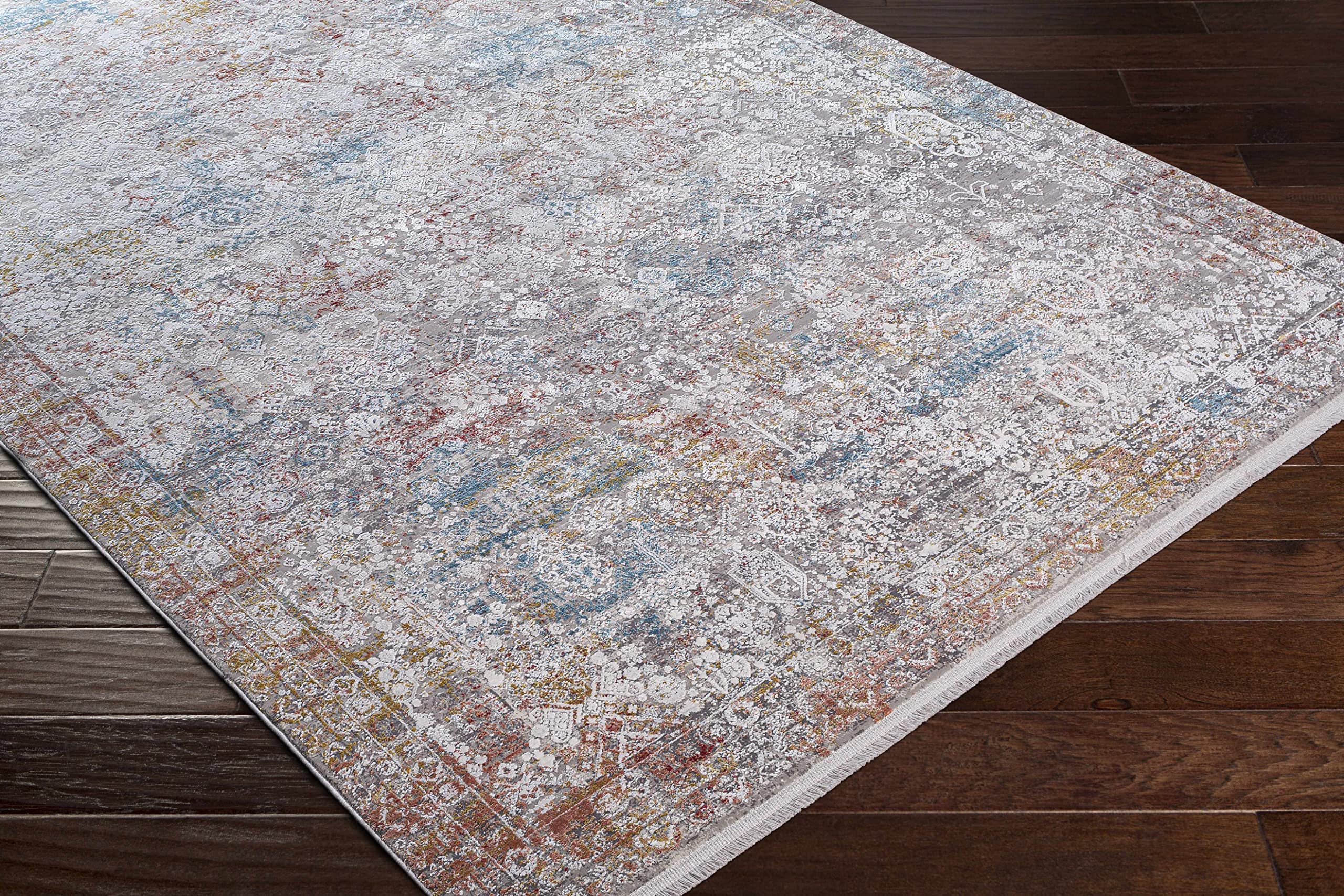 Hauteloom Witheridge Modern Hallway & Kitchen Runner Rug - Blue, Pink, Gray - 3' x 8' - Non-Slip Washable Rug for Entryway, Dining Room, Bathroom Decor