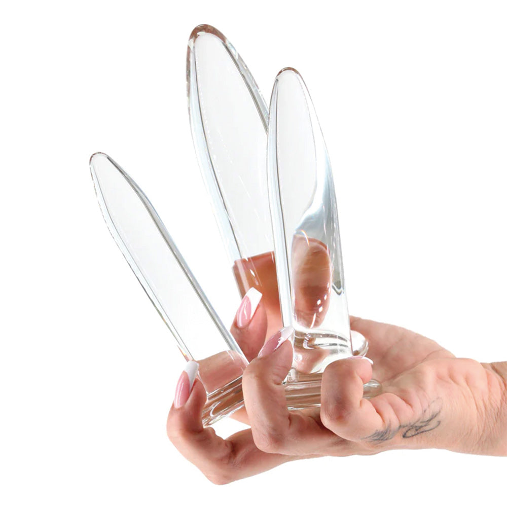 3 Piece Crystal Glass Dilator Trainer Kit for Vaginal Relaxation & Intimate Wellness – Perfect for Postpartum Recovery & Sensual Enhancement