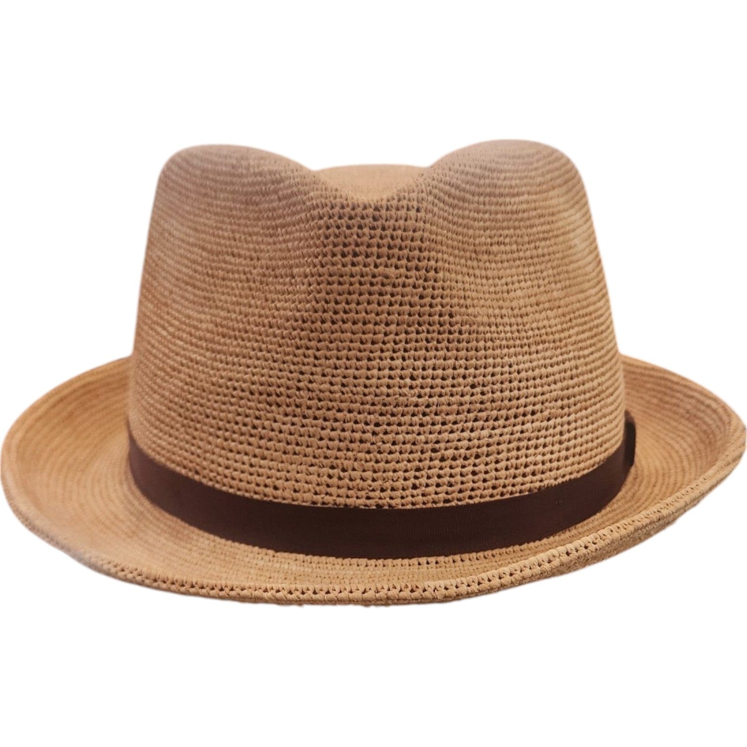 JJ Hats Women's Fedora Raffia Crochet Sun Hat - Breathable Wide Brim Summer Beach Hat for Outdoor, Travel, and Fashion Accessories