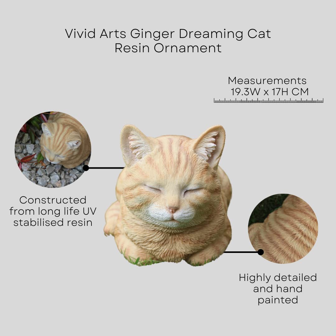 Ginger Dreaming Cat Resin Ornament - Handmade Home Decor for Cat Lovers | Perfect for Bookshelves, Desks & Gift Giving