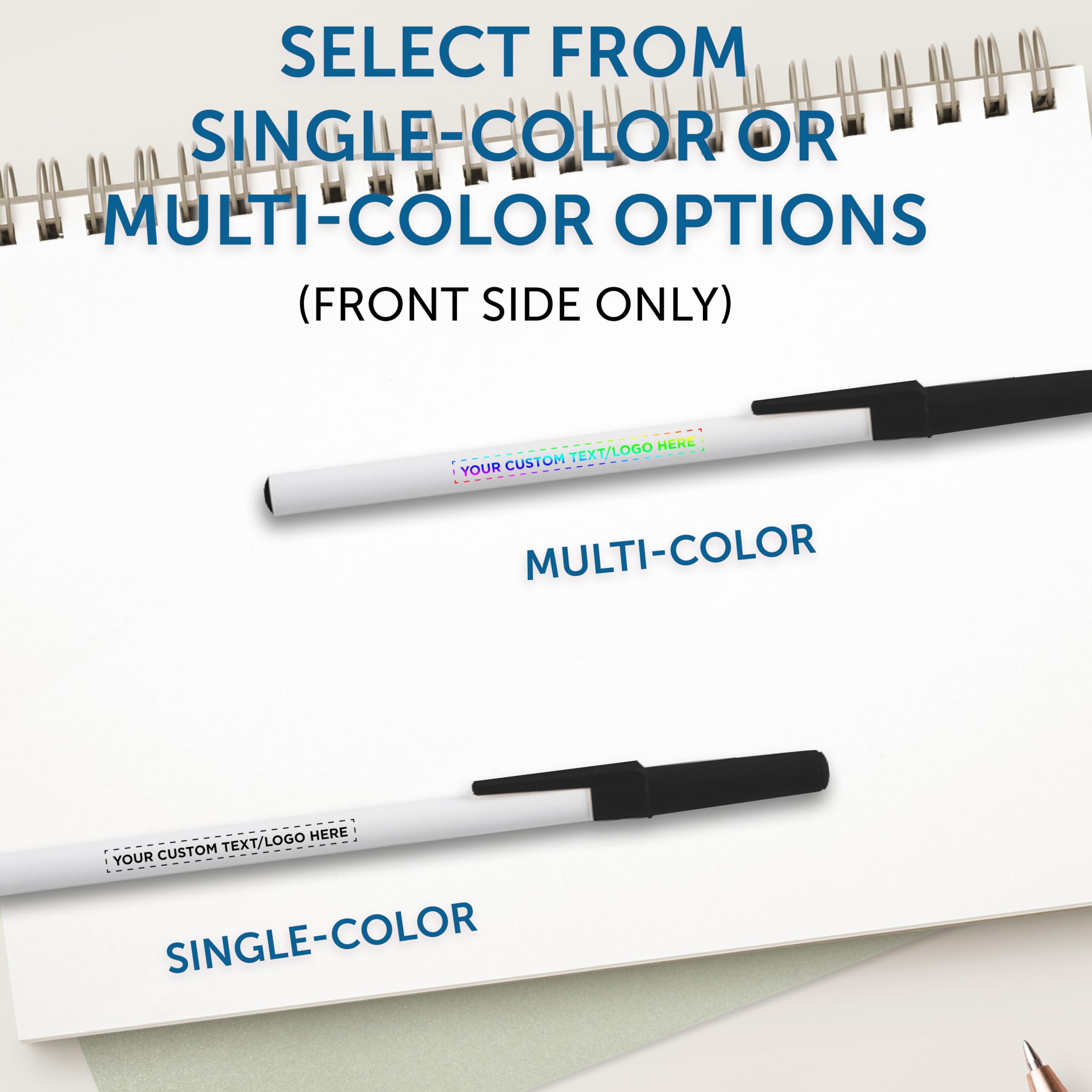 Custom Value Stick Pens - Bulk Pack of 50, Personalized Black Ink Pens for Office, School & Business | Promotional Giveaways for Tradeshows, Events & Corporate Gifts | DISCOUNT PROMOS