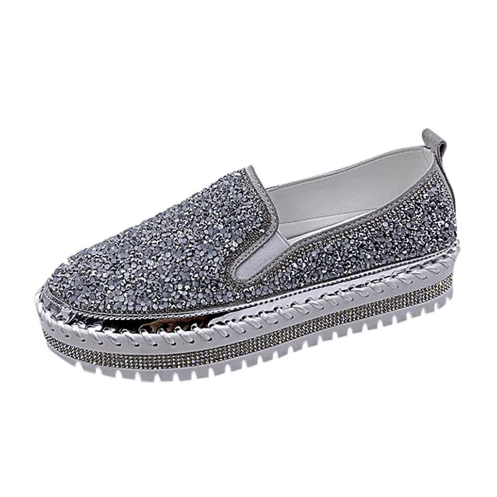 Gaoxin Women's Rhinestone Slip-On Loafers - Fashion Casual Platform Shoes with Shining Crystals for Ladies | Perfect for Office, Dating & Daily Wear
