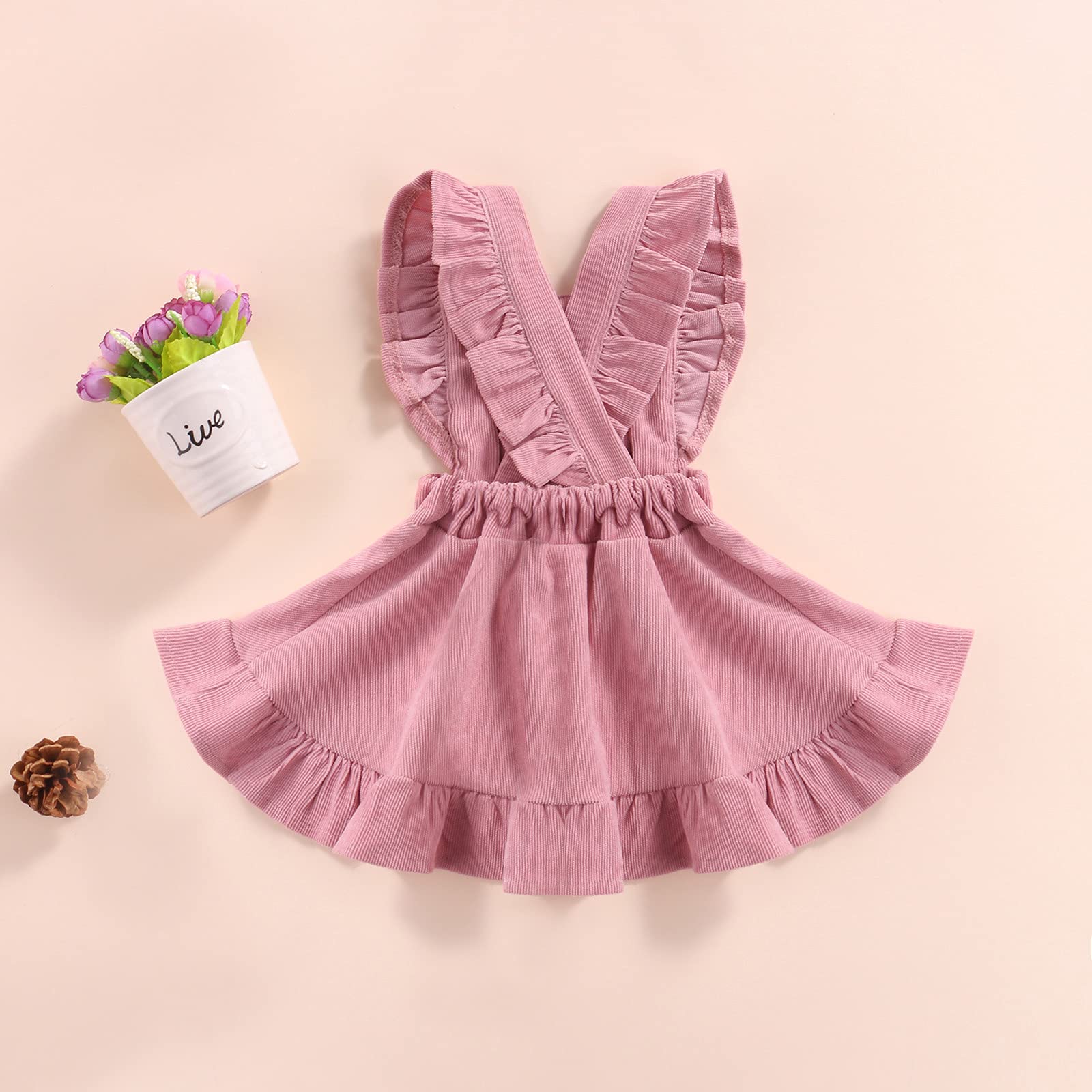 MERSARIPHY Baby Girls Suspender Dress - Embroidered Straps Skirt Overall Dresses for Winter & Fall - Cute Outfits for Holidays, Photos & Playdates