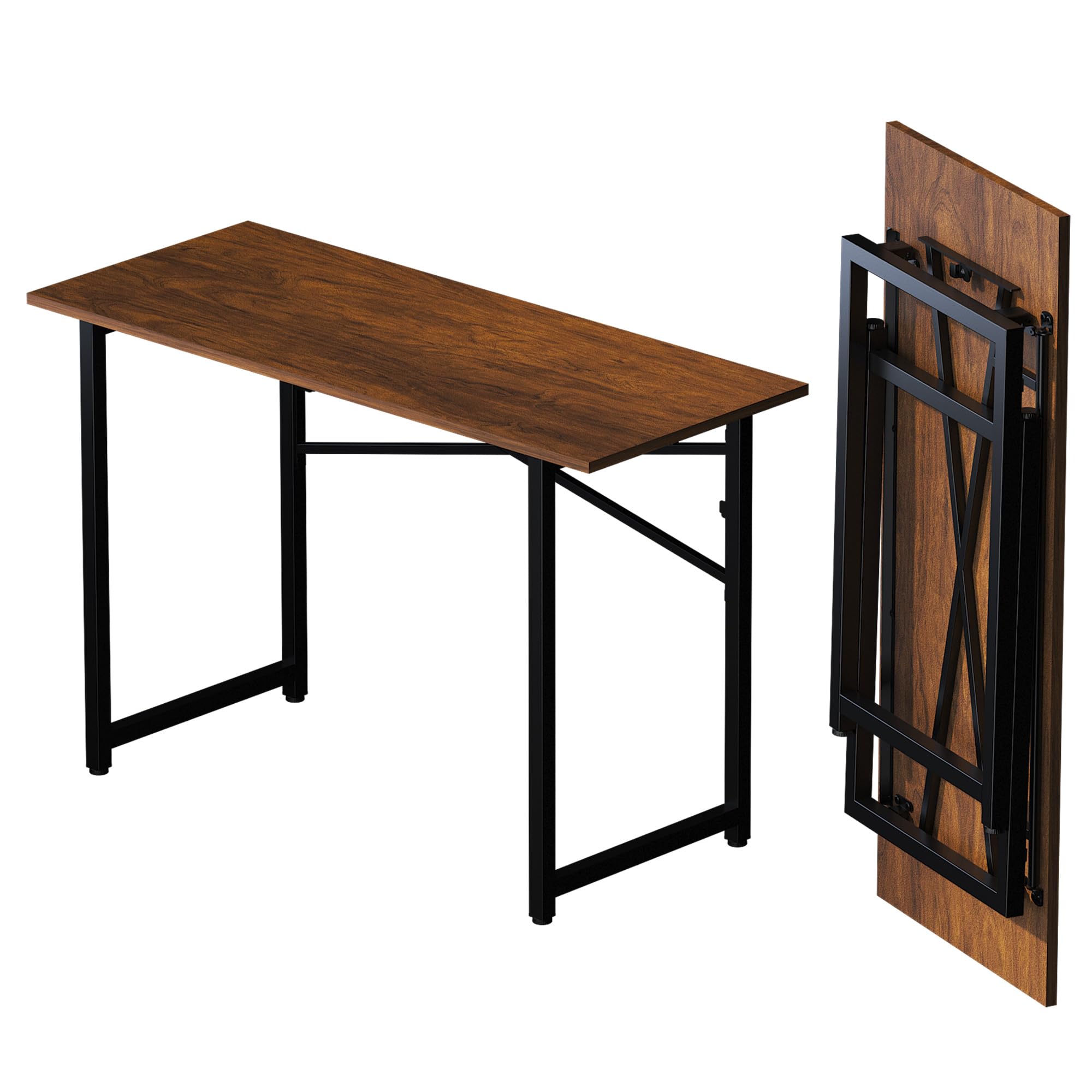 47 Inch Folding Desk - No Assembly Required Computer Desk for Home Office, Gaming & Camping | Portable Writing Table with Mahogany Finish | Perfect for Small Spaces, Dorm Rooms & Outdoor Use