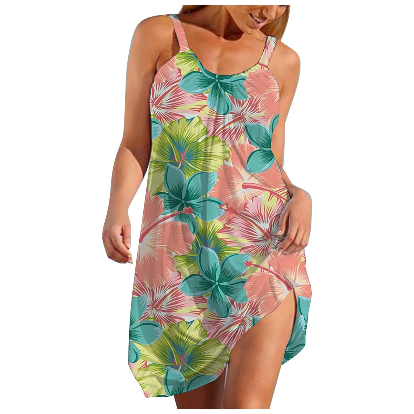 Sexy Women's Halter Sling Dress - Boho Printed Sleeveless Summer Dress for Beach, Vacation & Casual Wear | Elegant Sun Dress for Outdoor Parties, Date Nights & Tropical Getaways