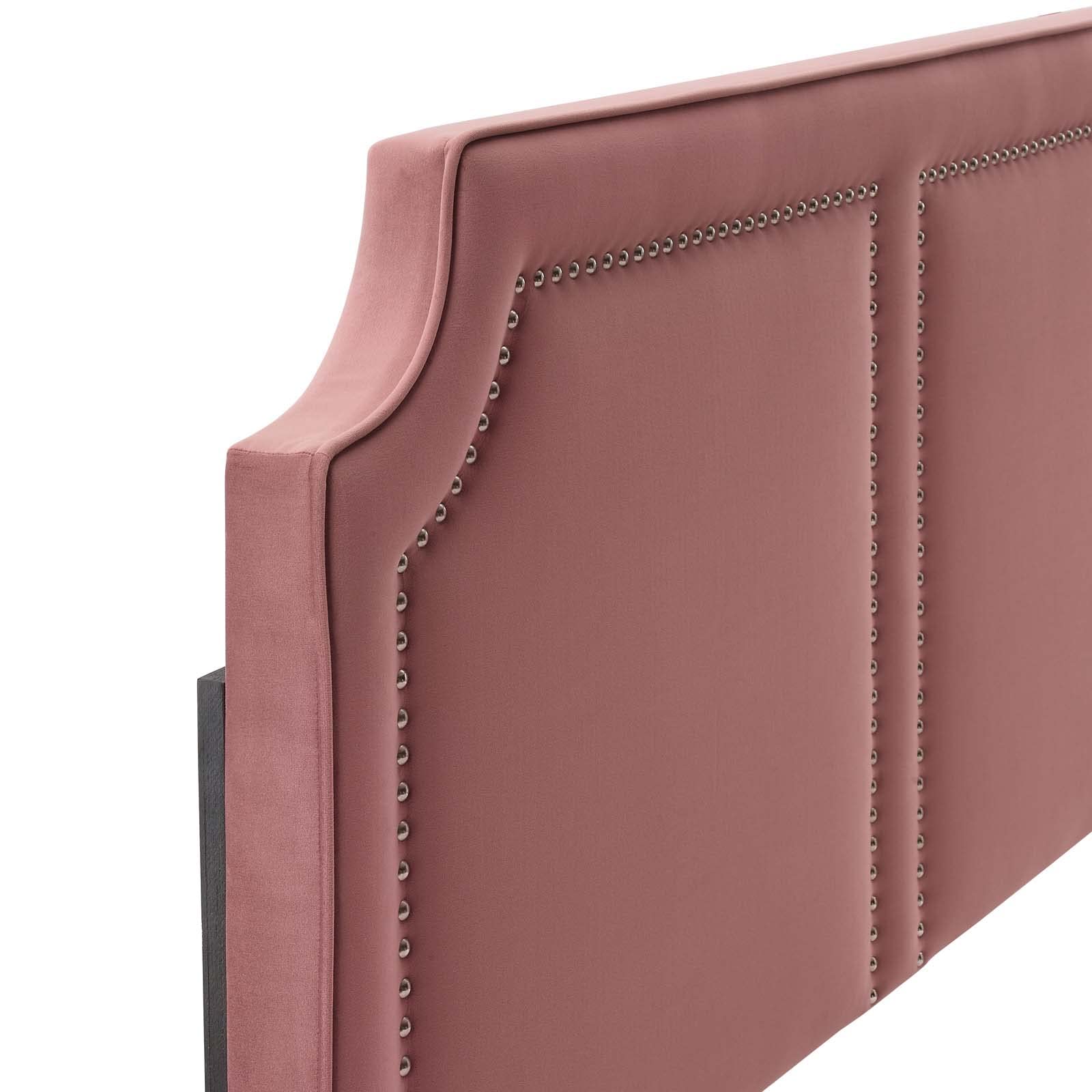 Modway Cynthia Performance Velvet Twin Headboard in Dusty Rose - Soft Upholstered Bed Frame Headboard for Bedroom Decor, Girls Room & Guest Room