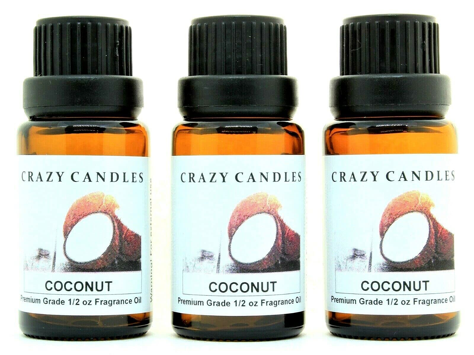 Premium Coconut Scented Fragrance Oil - 3 Pack (1/2 FL Oz/15ml Each) - Aromatherapy, Candle Making, Soap & Diffuser Essential Oils for Home Spa & Relaxation