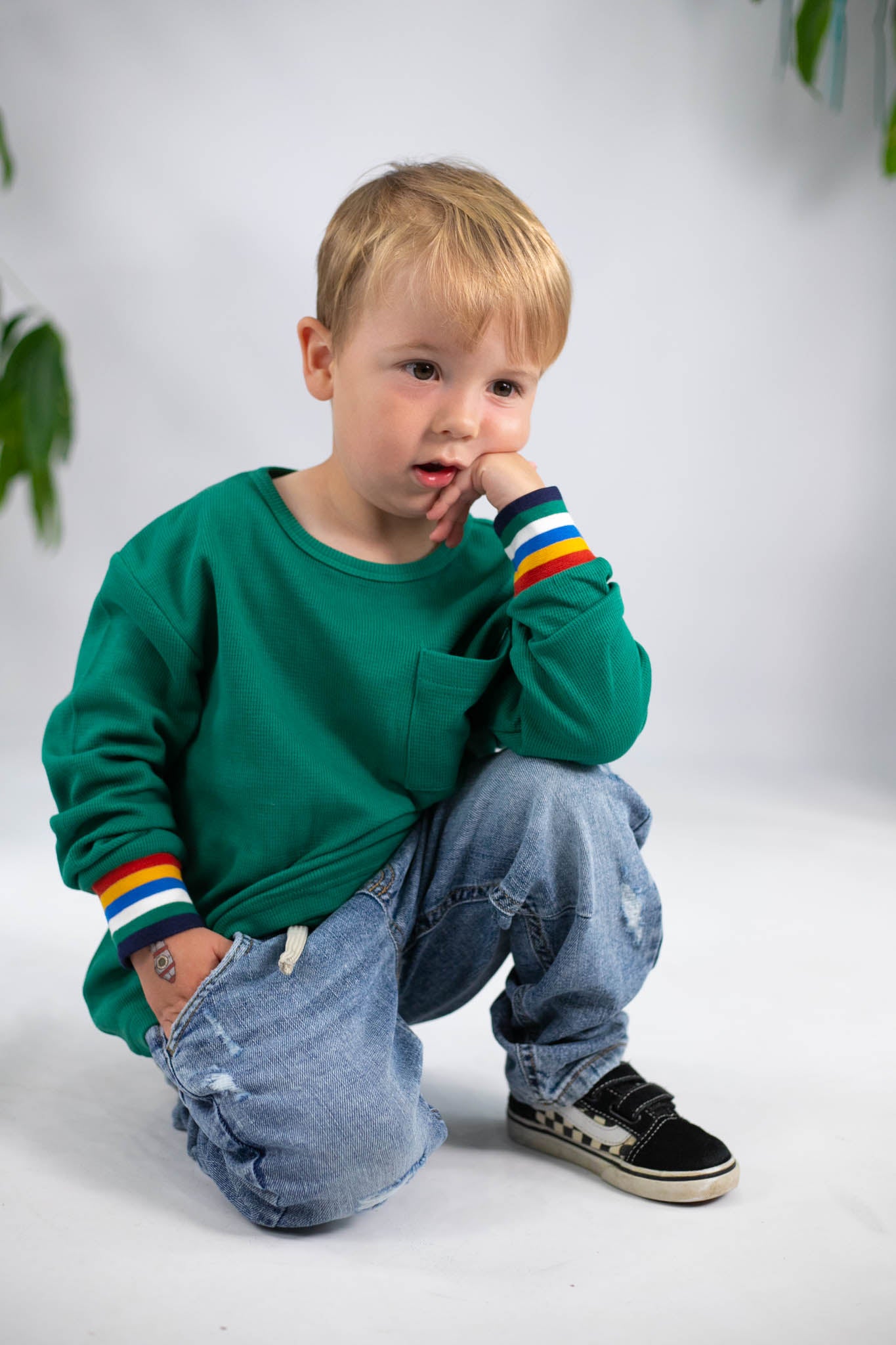 Forest Green Long Sleeve Shirt for Boys - Comfortable Cotton Casual Wear for School, Playdates & Outdoor Activities
