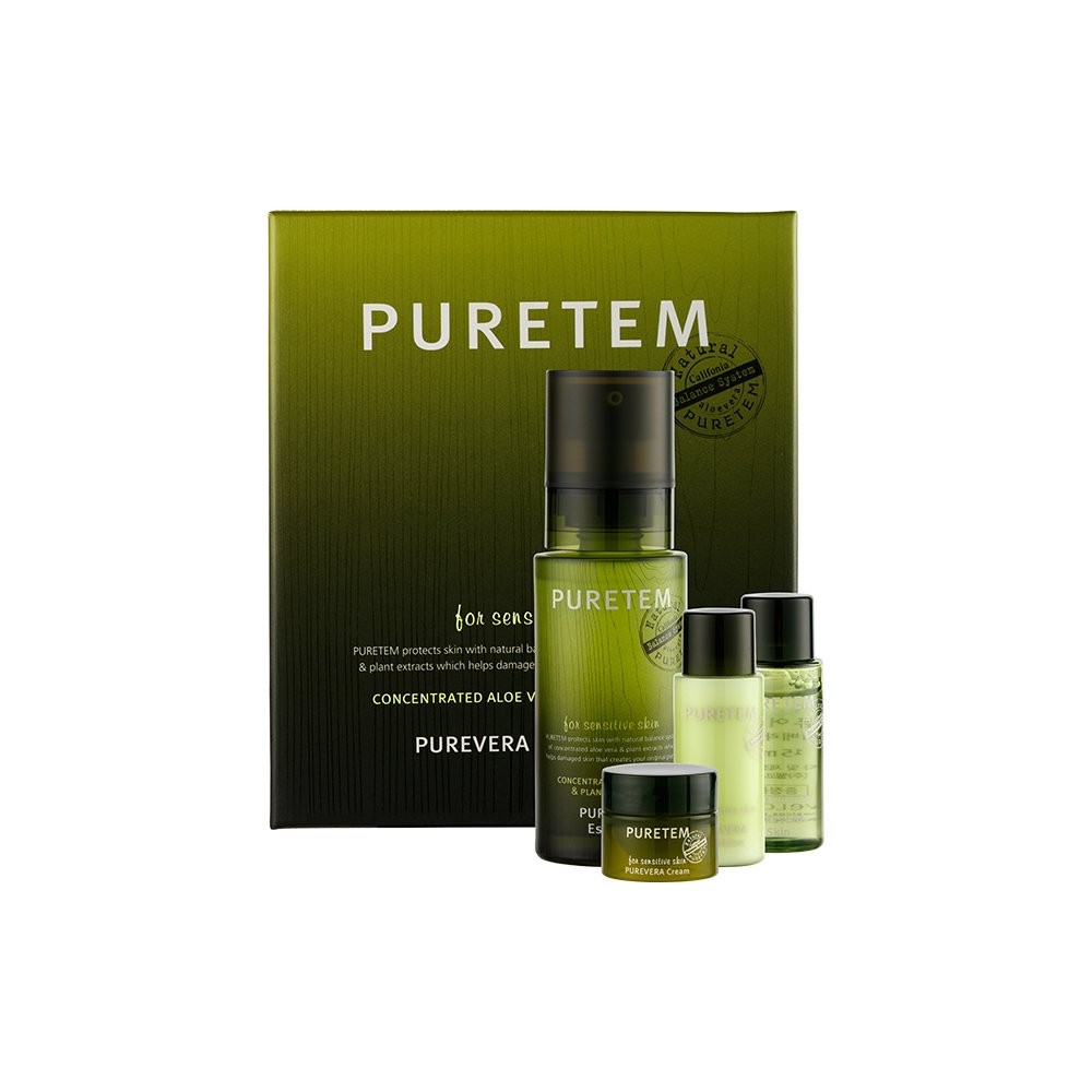 Puretem Purevera Organic Aloe Vera Facial Essence & Lotion Set - 100% Natural Hydrating Skincare for Dry & Sensitive Skin - Perfect for Daily Moisturizing & Nighttime Skin Repair