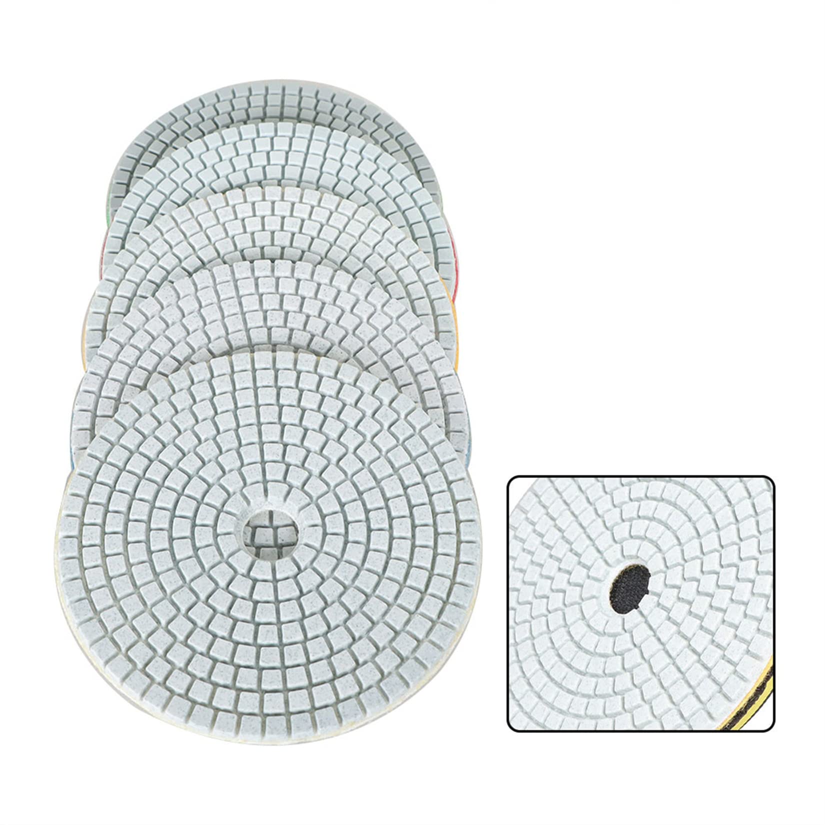 5 Inch Diamond Polishing Pads Kit - 6Pcs 50-800 Grit Wet/Dry Pads with 1 Backer Pad for Drill, Grinder, Polisher - Perfect for Granite, Marble, Concrete & Stone Surface Restoration