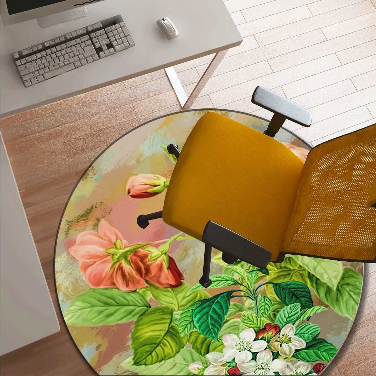 Flower Art Office Chair Mat for Carpet & Tile Floors - 37