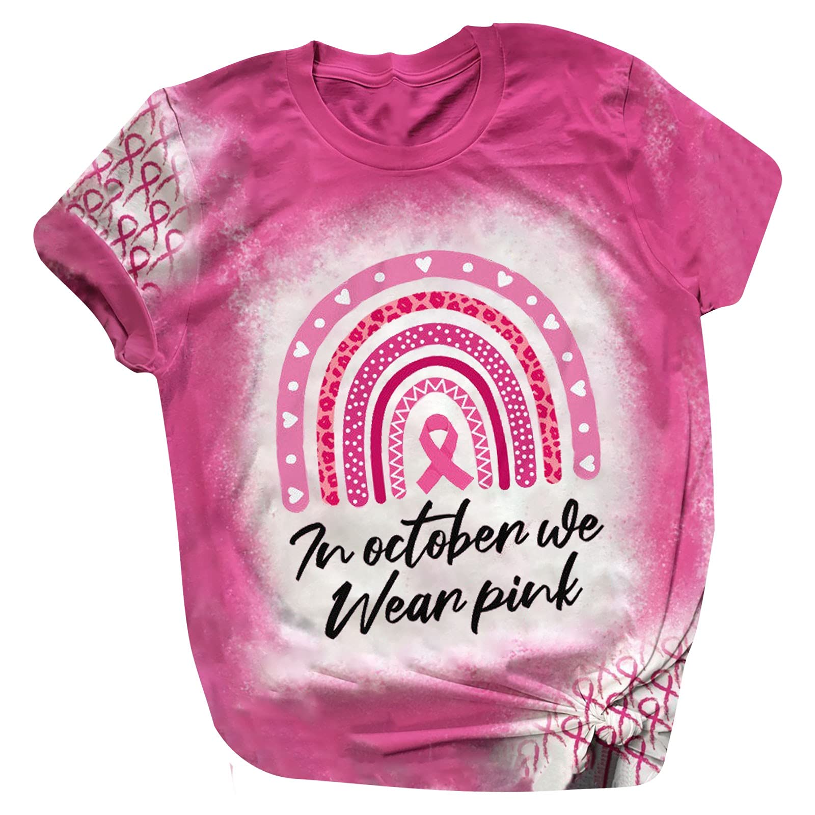 SHOPESSA Women's Breast Cancer Awareness T-Shirt - Gothic Streetwear Crewneck Tee with Sleeves | Trendy Casual Top for Everyday Wear, Fundraising Events & Cancer Support