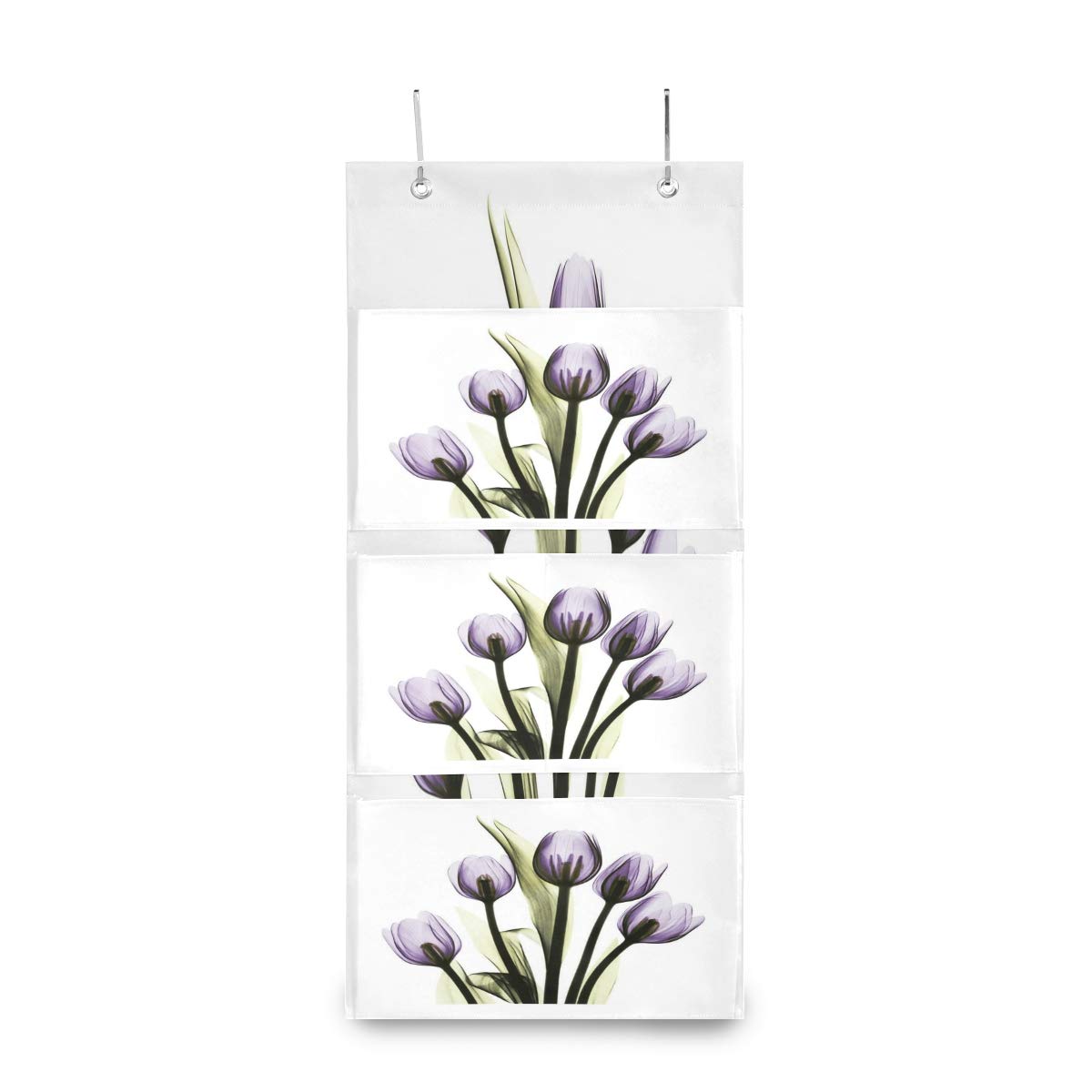 Purple Tulip Hanging Storage Organizer with 4 Pockets - Over The Door Wall Closet Shelves for Bathroom, Nursery, Dorm Room - Perfect for Towels, Toys, Cosmetics & Small Items Storage