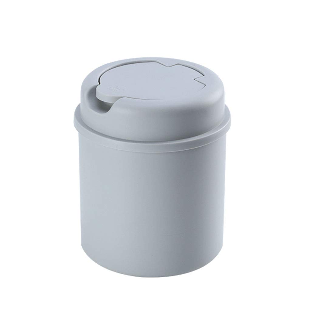 VREF Mini Desktop Trash Can with Lid - Small Creative PP Waste Basket for Office, Kitchen, Bathroom & Bedroom - Compact Shake Cover Garbage Bin for Paper Debris & Cleaning Storage (Gray)