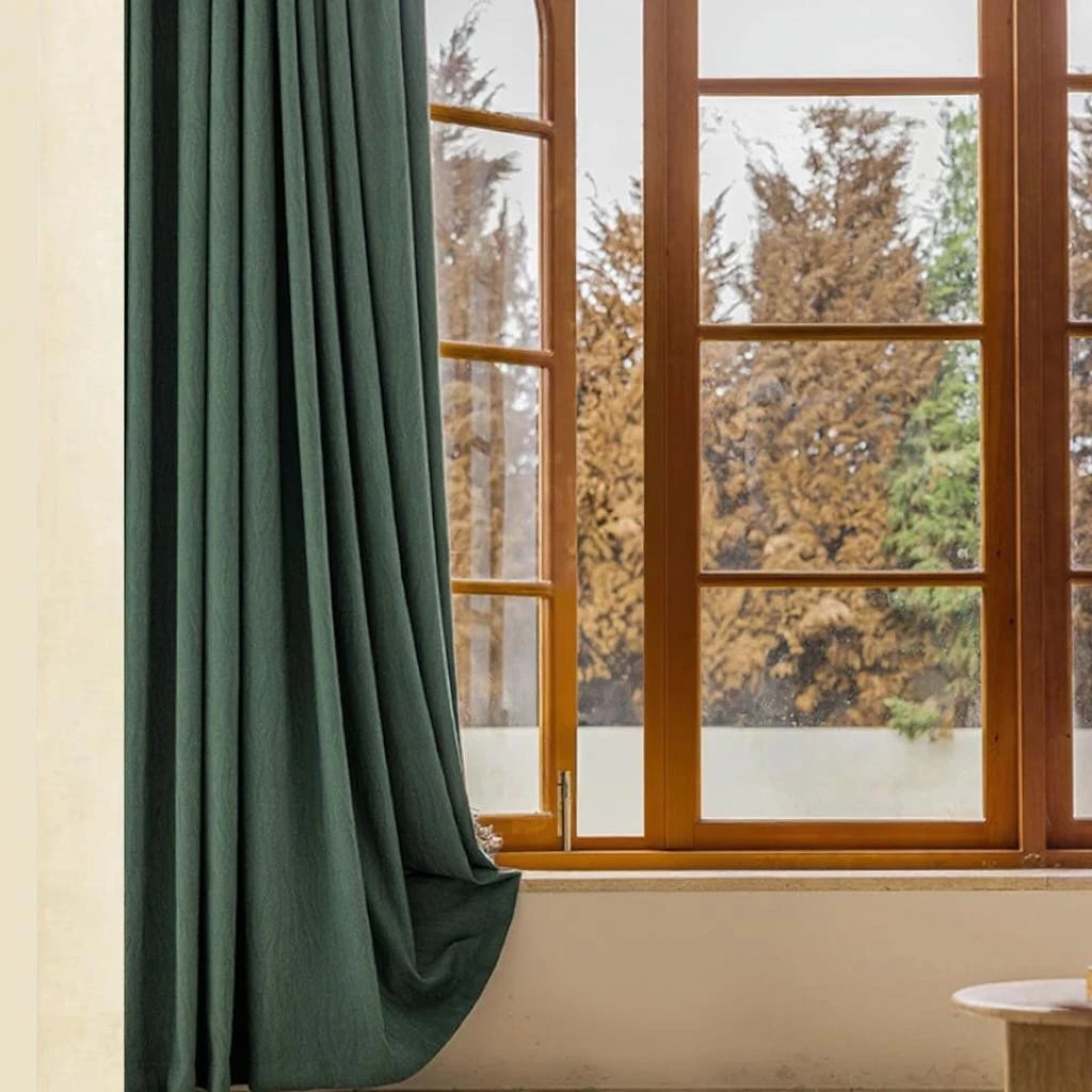 Claire Polyester Jacquard Wavy Pattern Blackout Curtains for Bedroom & Living Room - Thermal Insulated Window Drapes for Light Blocking & Privacy