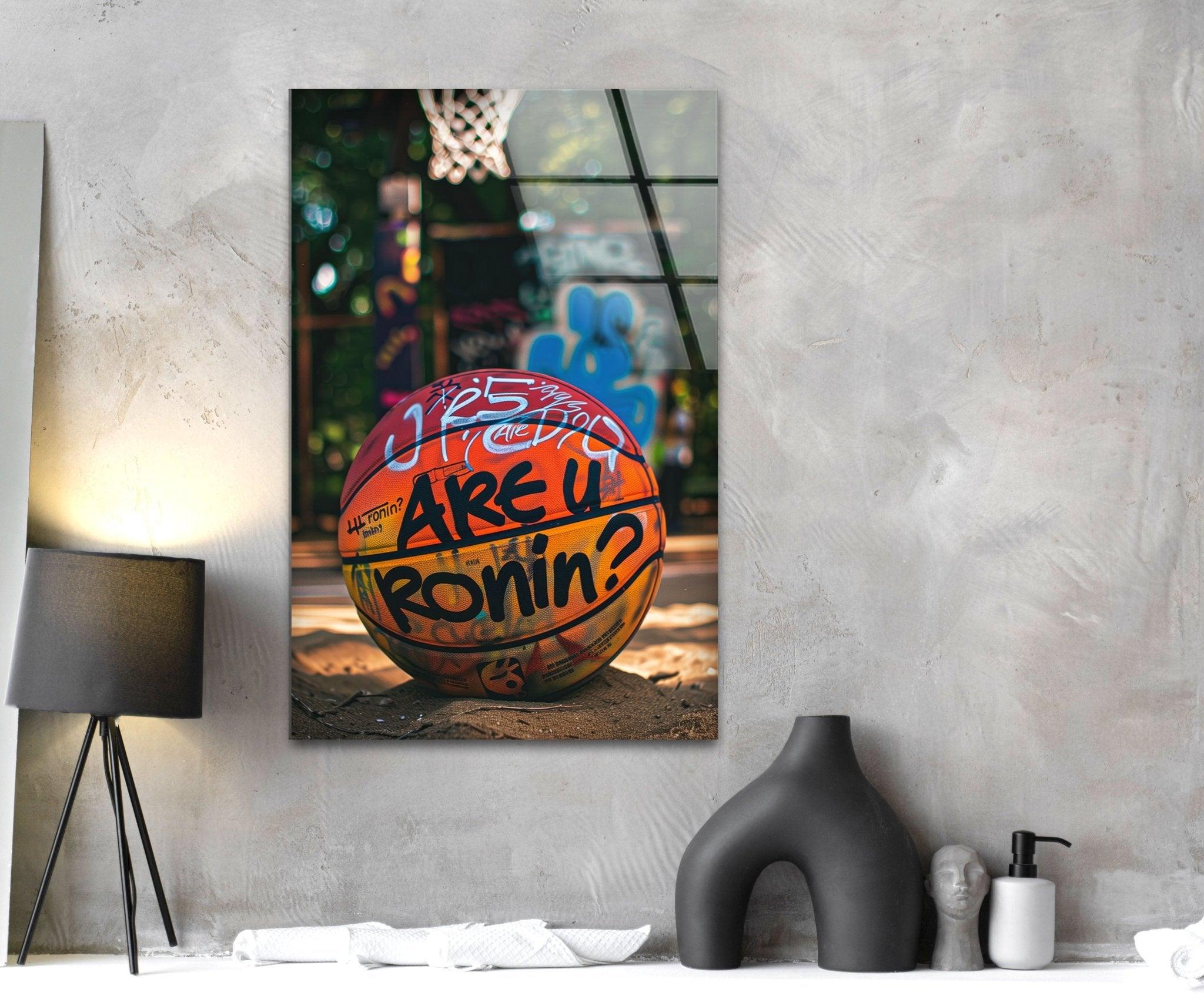 Basketball Glass Wall Art Decor - Sports Themed Home & Office Decoration - Perfect for Game Rooms, Man Caves, and Sports Bars