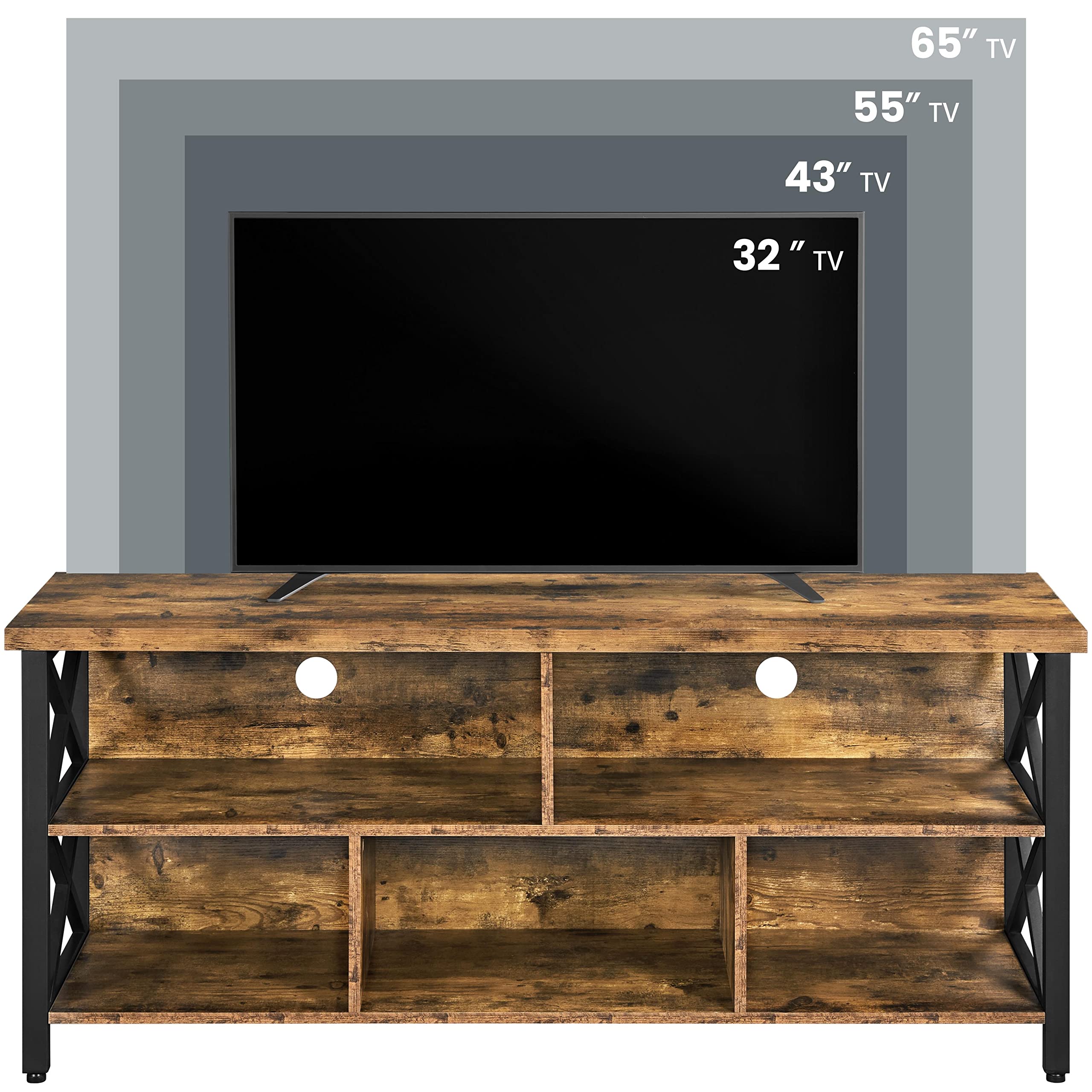Yaheetech 65 Inch TV Stand with Storage Cabinets - Industrial Rustic Brown Wood & Metal Entertainment Center for Living Room - Perfect for Home Theater & Modern Farmhouse Decor