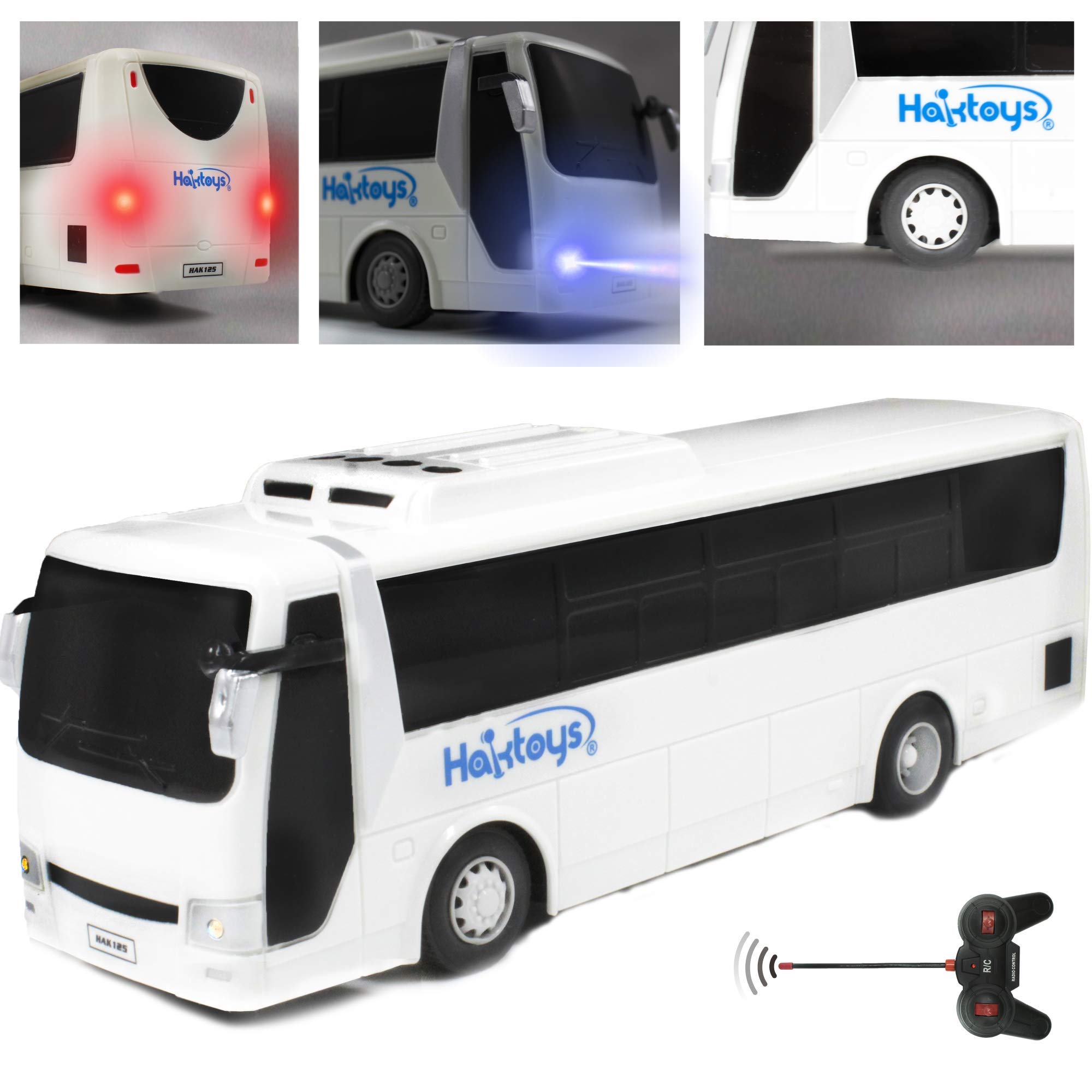 Haktoys RC Remote Control Bus - High Speed Radio Control Toy Vehicle with LED Headlights & Taillights | Perfect Gift for Kids, Boys & Girls | Indoor & Outdoor Play, Birthday Party, Christmas Present