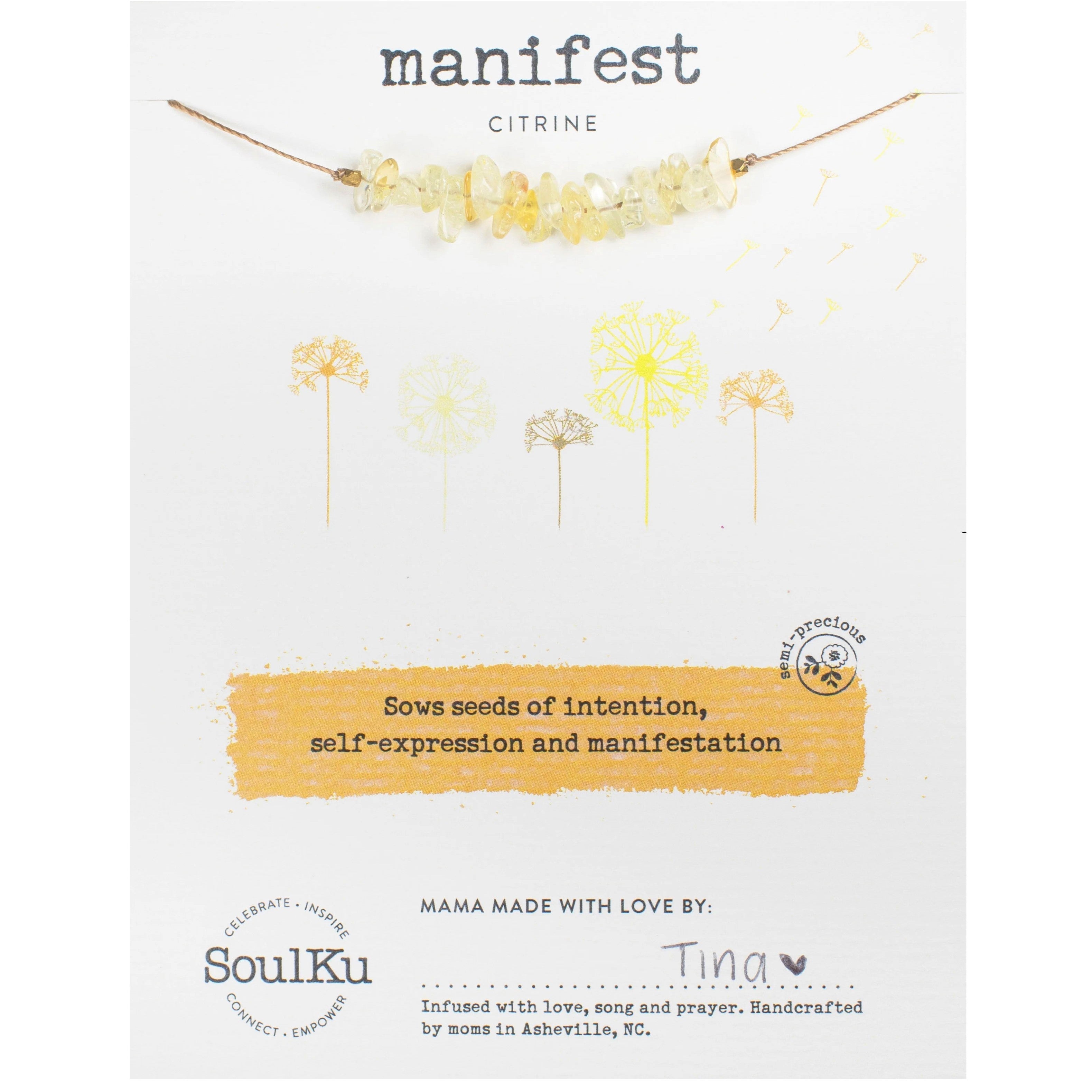 Natural Citrine Manifest Seed Necklace – Healing Crystal Jewelry for Positive Energy & Abundance | Perfect for Meditation, Yoga & Spiritual Gifts