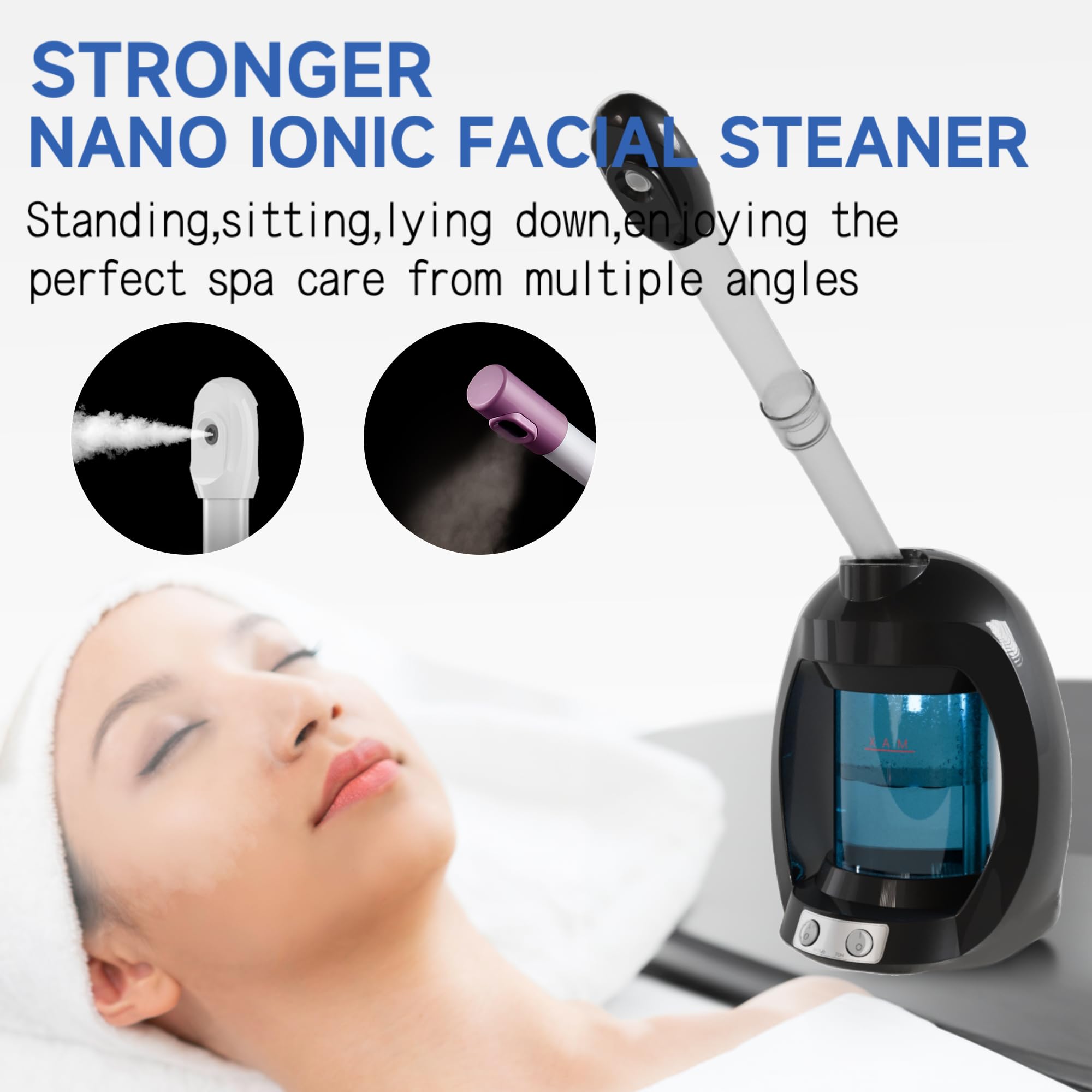 Professional Nano Ionic Facial Steamer for Deep Cleaning & Home Spa - Portable Face Steamer with Ionic Technology for Estheticians & Personal Use - Perfect for Skincare Routine & Relaxation (Black)