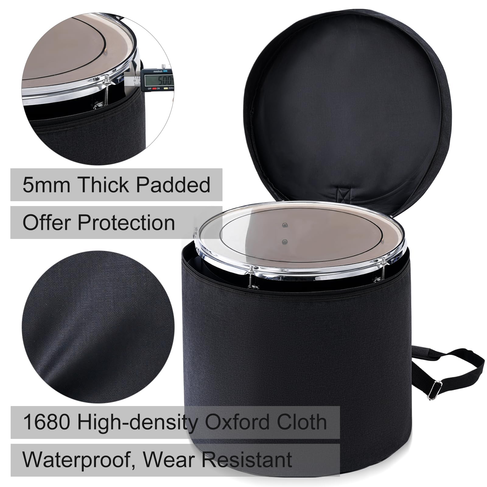 7-Piece Heavy Duty Drum Bags Set - Thick Padded Carrying Cases for 12