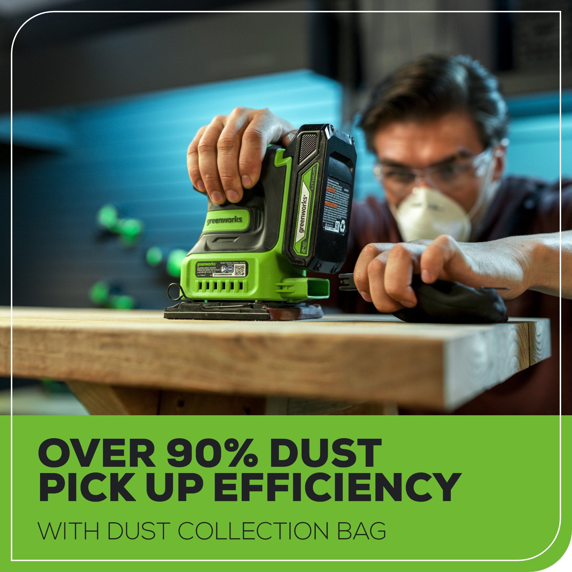 24V Cordless Battery Quarter Sheet Sander - Tool Only | Lightweight Electric Sander for Woodworking, Furniture Refinishing & DIY Projects