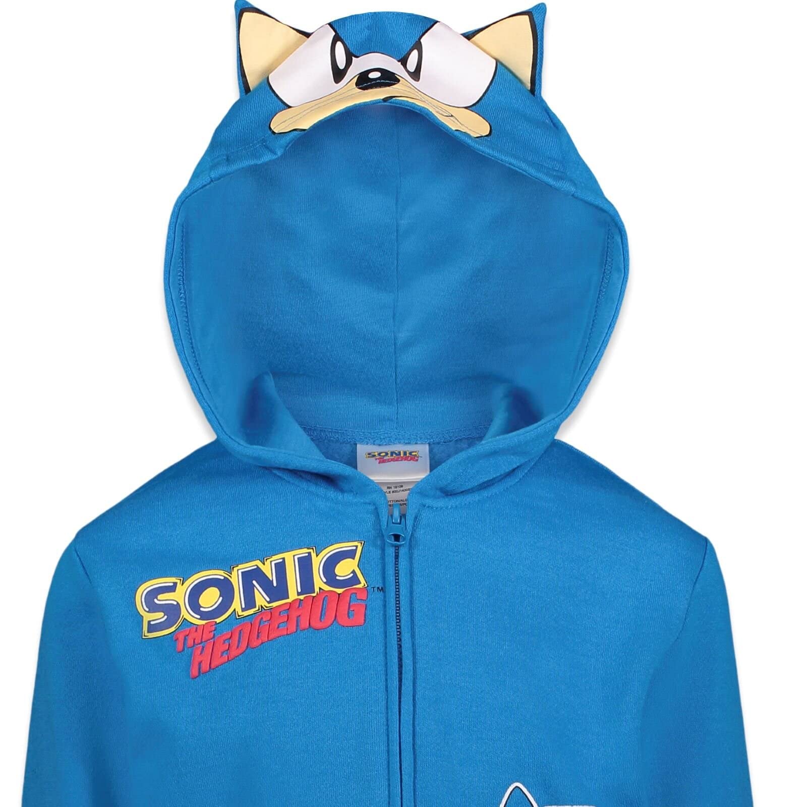 SEGA Sonic the Hedgehog Shadow Knuckles Fleece Zip Up Hoodie for Kids - Warm Winter Jacket for Toddler to Big Kid | Perfect for Gaming, Cosplay & Outdoor Activities