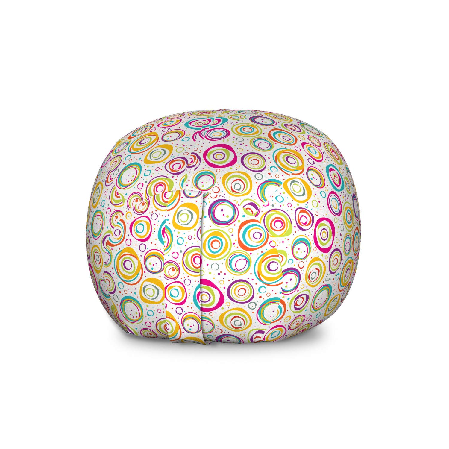 Ambesonne Geometric Storage Toy Bag Chair - Spiral Dots Bubbles Print, Large Washable Stuffed Animal Organizer for Kids Room, Nursery, Playroom - Multicolor