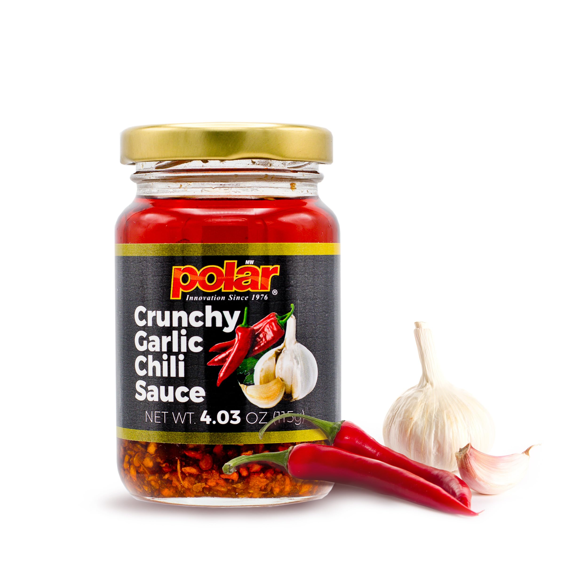 **Polar Crunchy Garlic Chili Sauce 4.03oz (Pack of 1) – Extra Crispy Chili Oil, Umami Topping – Vegan, No MSG – Perfect for Noodles, Dumplings, Rice & Stir-Fry**