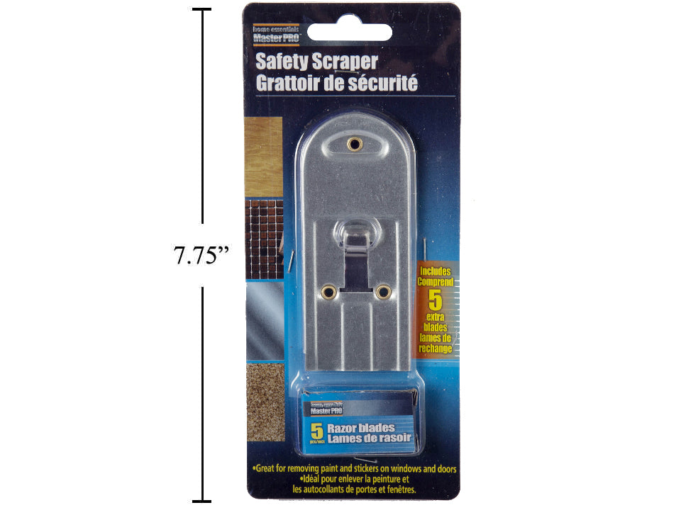 4-in-1 Safety Scraper with 5 Replaceable Blades - HOME ESSENTIALS 83330 - Perfect for Home Improvement, Window Cleaning & DIY Projects