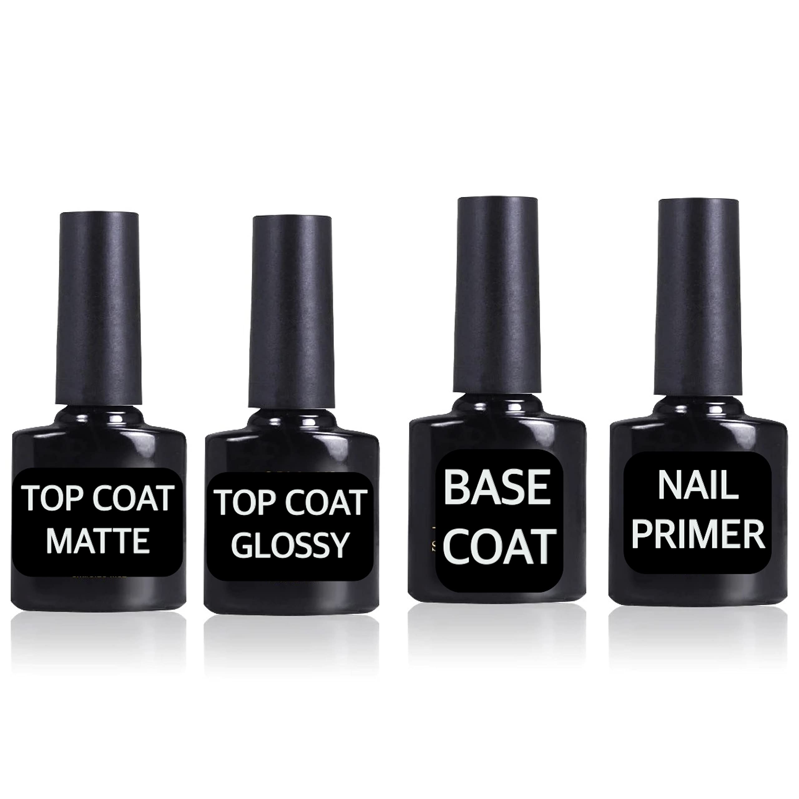 Coslifestore 4-in-1 UV Nail Polish Set - Matte Top Coat, Glossy Finish, Base Coat & Primer for Acrylic/Polygel/Gel Nails - 7.5ml Each - Perfect for Nail Extensions, DIY Manicures & Home Nail Art