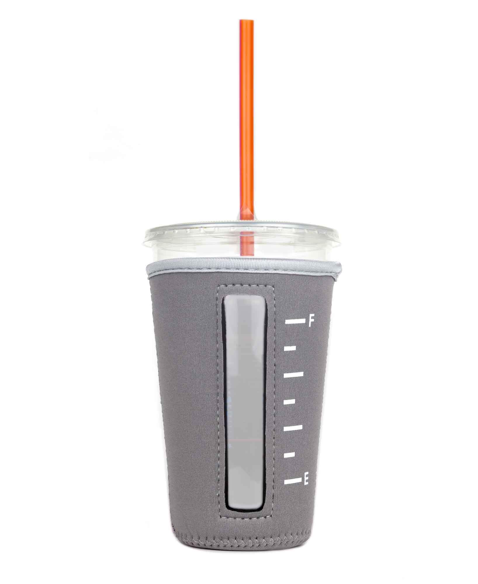 Reusable Neoprene Coffee Cup Sleeve for Iced Drinks & Hot Beverages - Medium Size, Grey - Perfect for Starbucks, Dunkin', Office & Travel Use