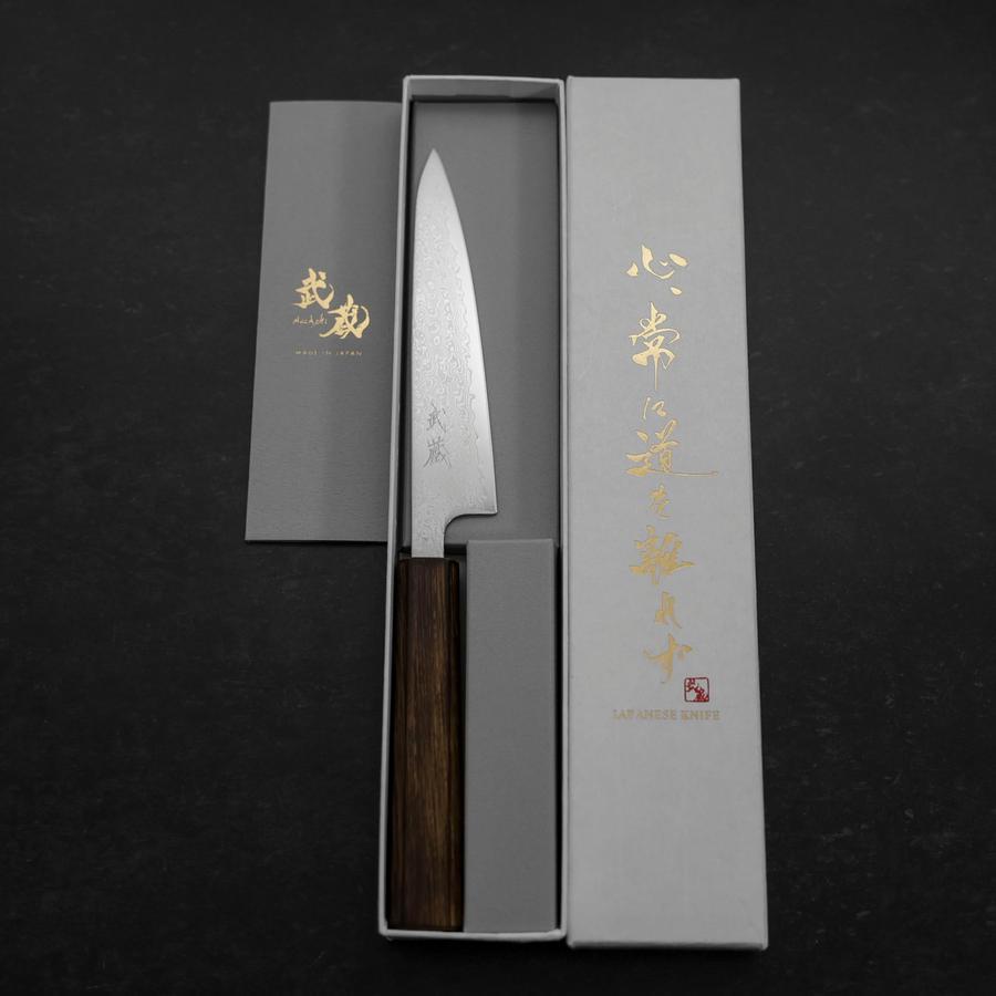 VG-10 Damascus Steel Petty Knife 140mm with Sumi Urushi Handle - Perfect for Slicing, Peeling & Precision Kitchen Tasks