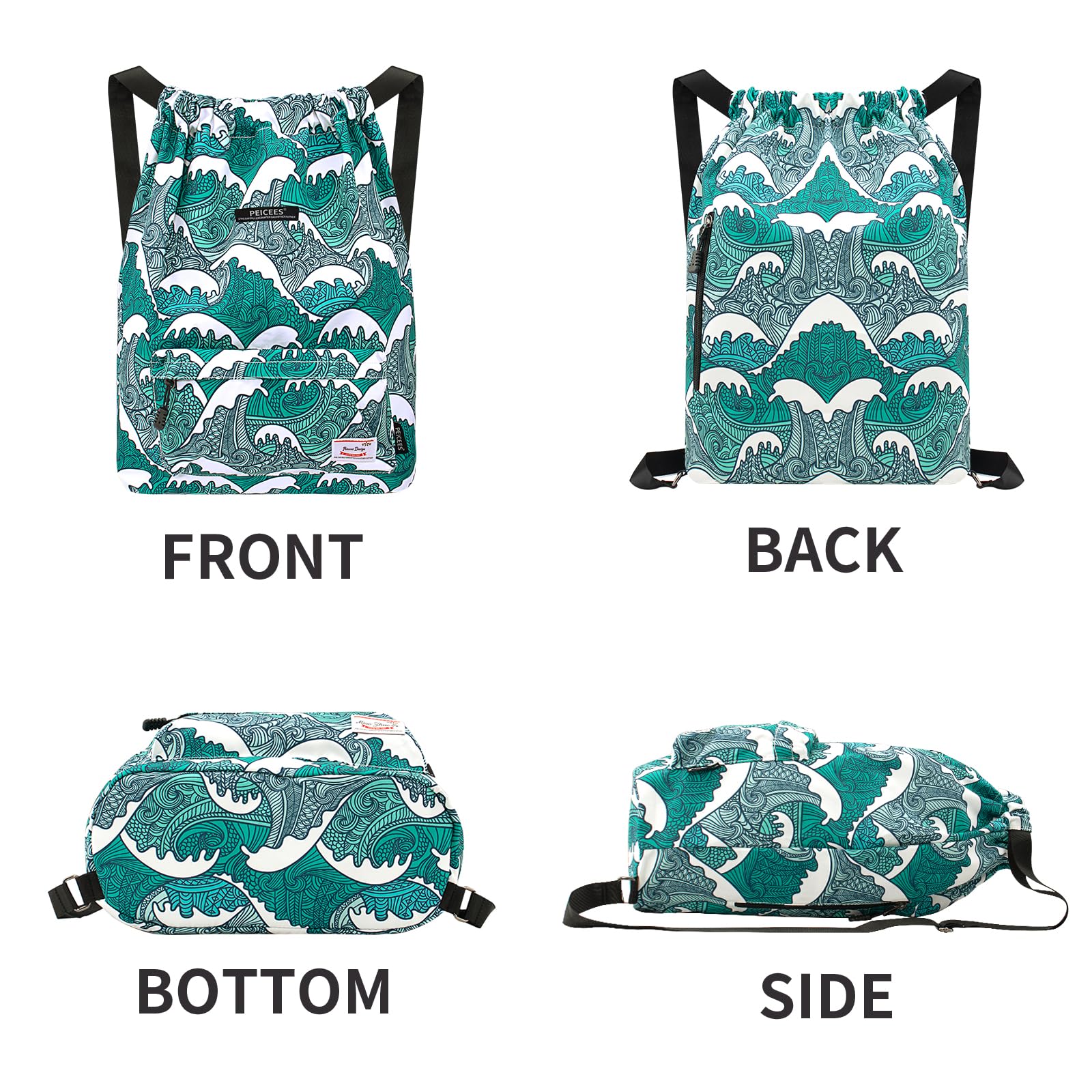 Waterproof Drawstring Sports Bag - Lightweight Sackpack Backpack for Men & Women - Gym, Travel, Beach & Outdoor Activities