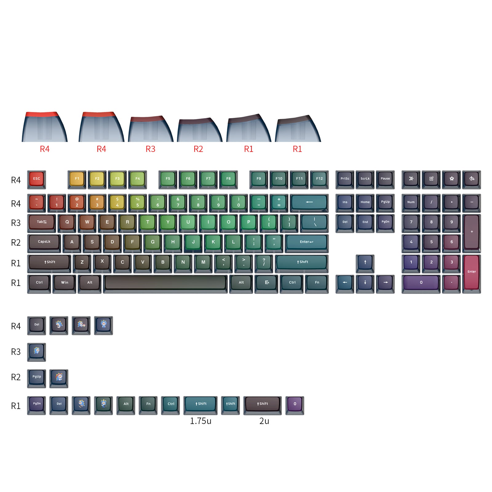 YUNZII Custom Neon Keycap Set - 104 PCS RGB Backlit Mechanical Keyboard Keycaps for Gaming & Typing - Perfect for PC, Mac, Laptop & Custom Keyboard Builds