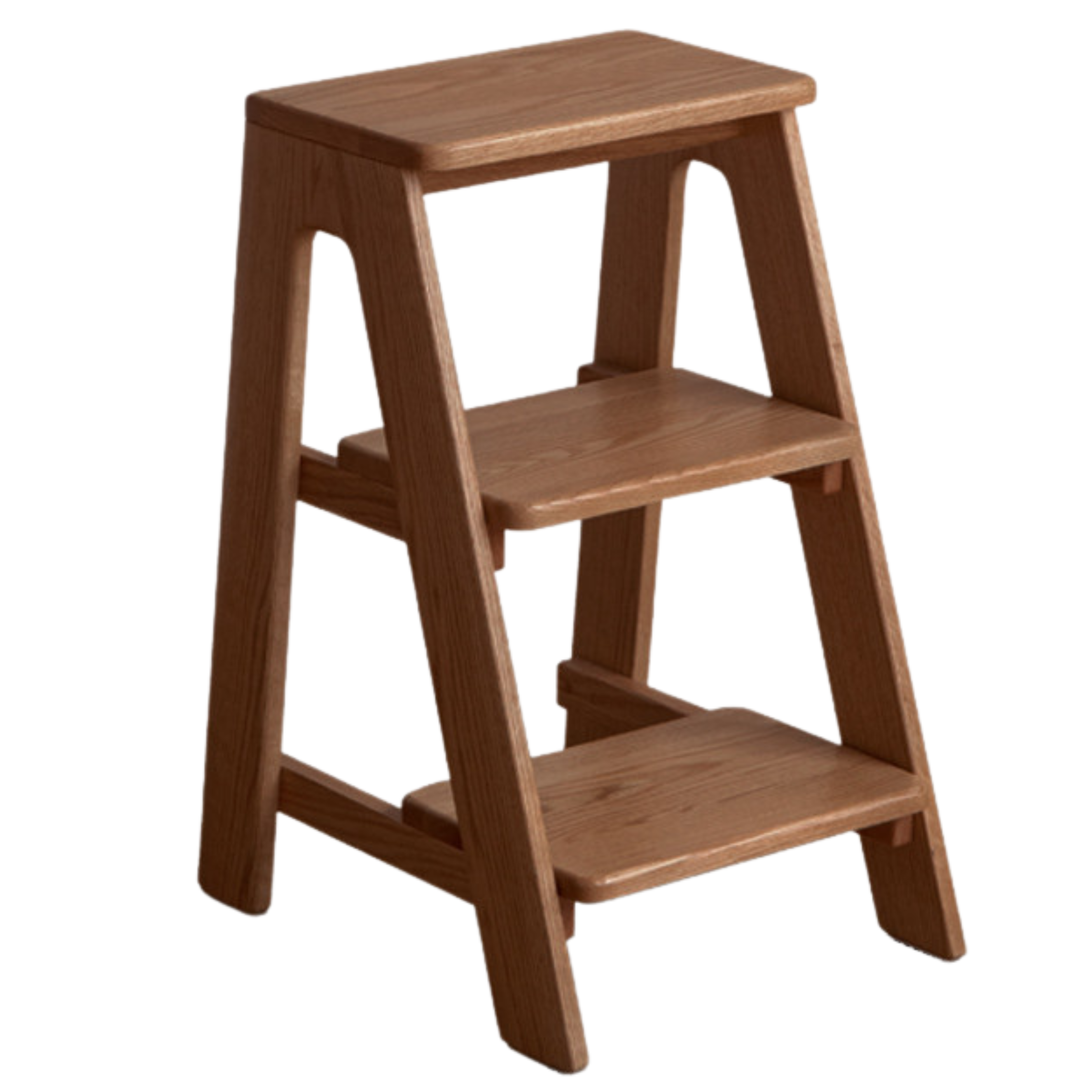 Solid Oak Wood Step Stool - Sturdy 2-Step Ladder for Kitchen, Bathroom & Kids - Non-Slip Safety Footrest for Home, Office & Closet Organization