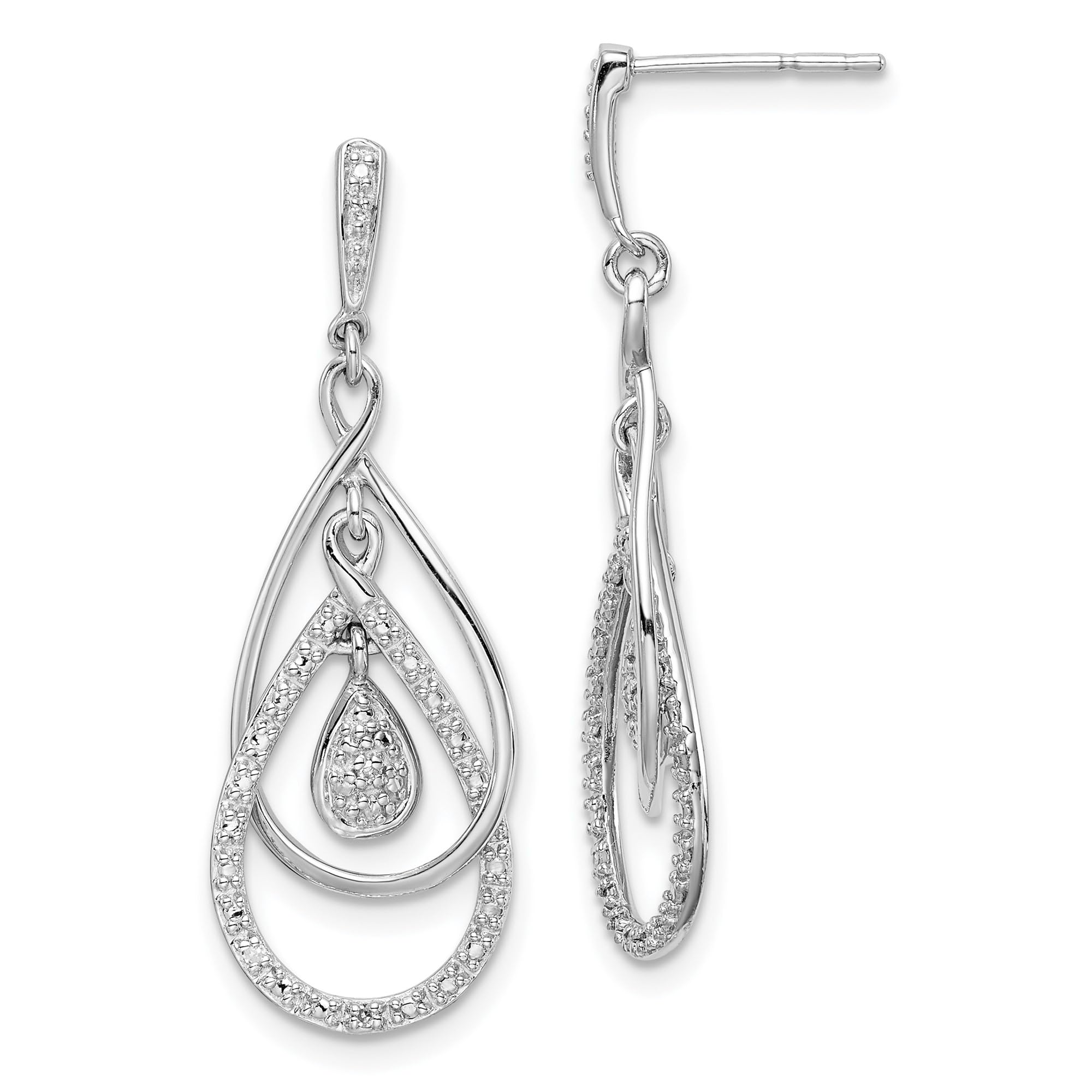 925 Sterling Silver Diamond Post Drop Dangle Earrings for Women - Elegant Hypoallergenic Jewelry Gift for Wedding, Party & Special Occasions