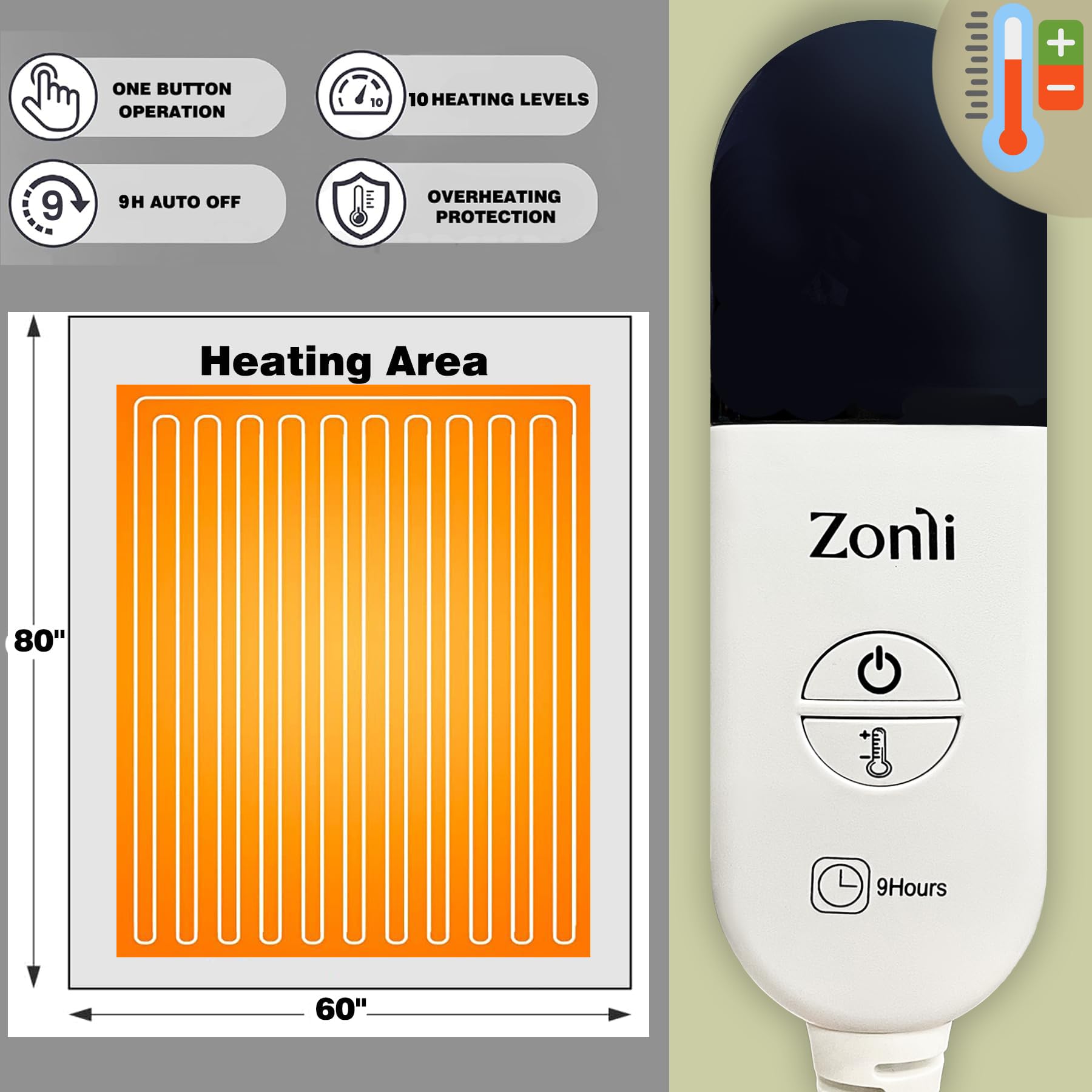 ZonLi 15lbs Heated Weighted Blanket - 60