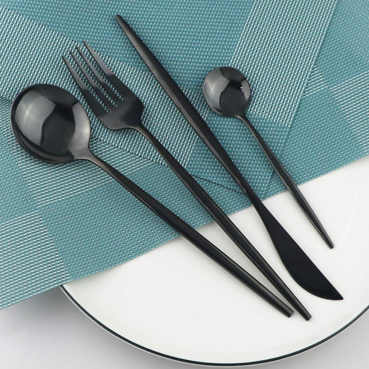 Gugrida 40-Piece 18/10 Stainless Steel Silverware Set - Mirror Polished Cutlery Flatware Set with Forks, Spoons & Knives (Service for 10, Black) | Durable & Reusable Utensils for Restaurants, Dinner Parties, Family Gatherings & Everyday Use