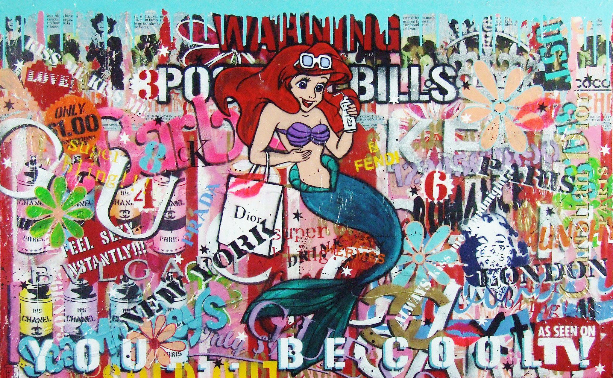 Urban Pop Ariel The Little Mermaid Inspired Wall Art - Disney Princess Home Decor for Bedroom, Living Room & Office