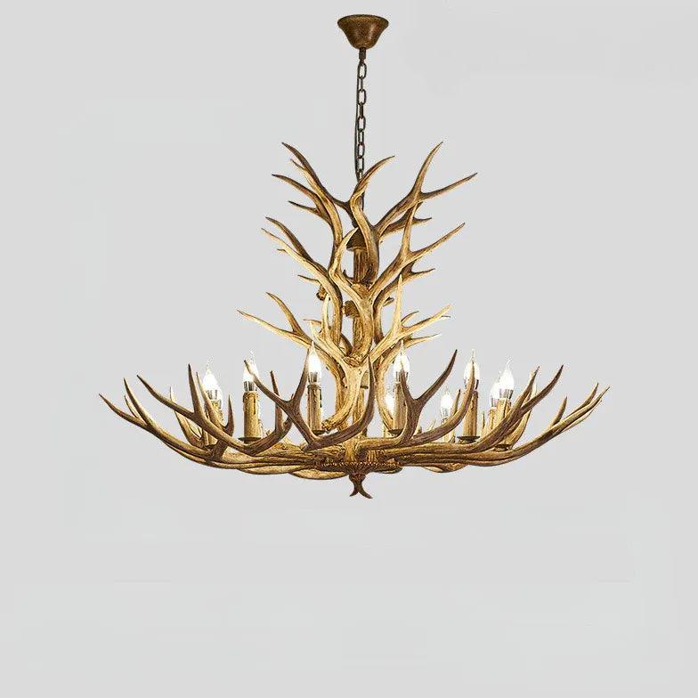 Stylish Faux Antler Wooden Candle Holder Chandelier - Rustic Home Decor for Cabin, Farmhouse & Wedding Centerpiece