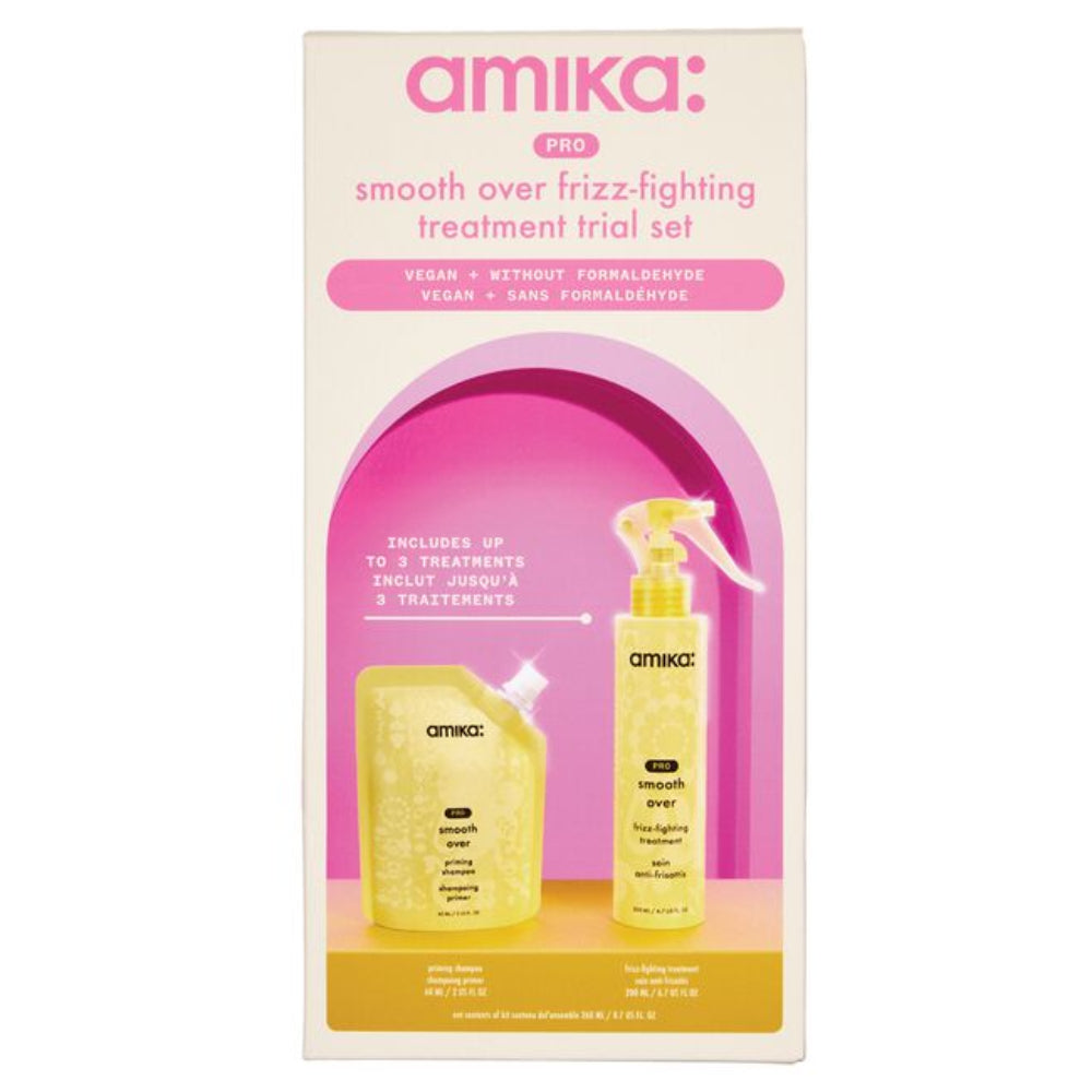 Amika Pro Smooth Over Trial Set - Keratin Smoothing Hair Treatment for Frizz Control & Shine - Perfect for Travel, Salons & At-Home Styling