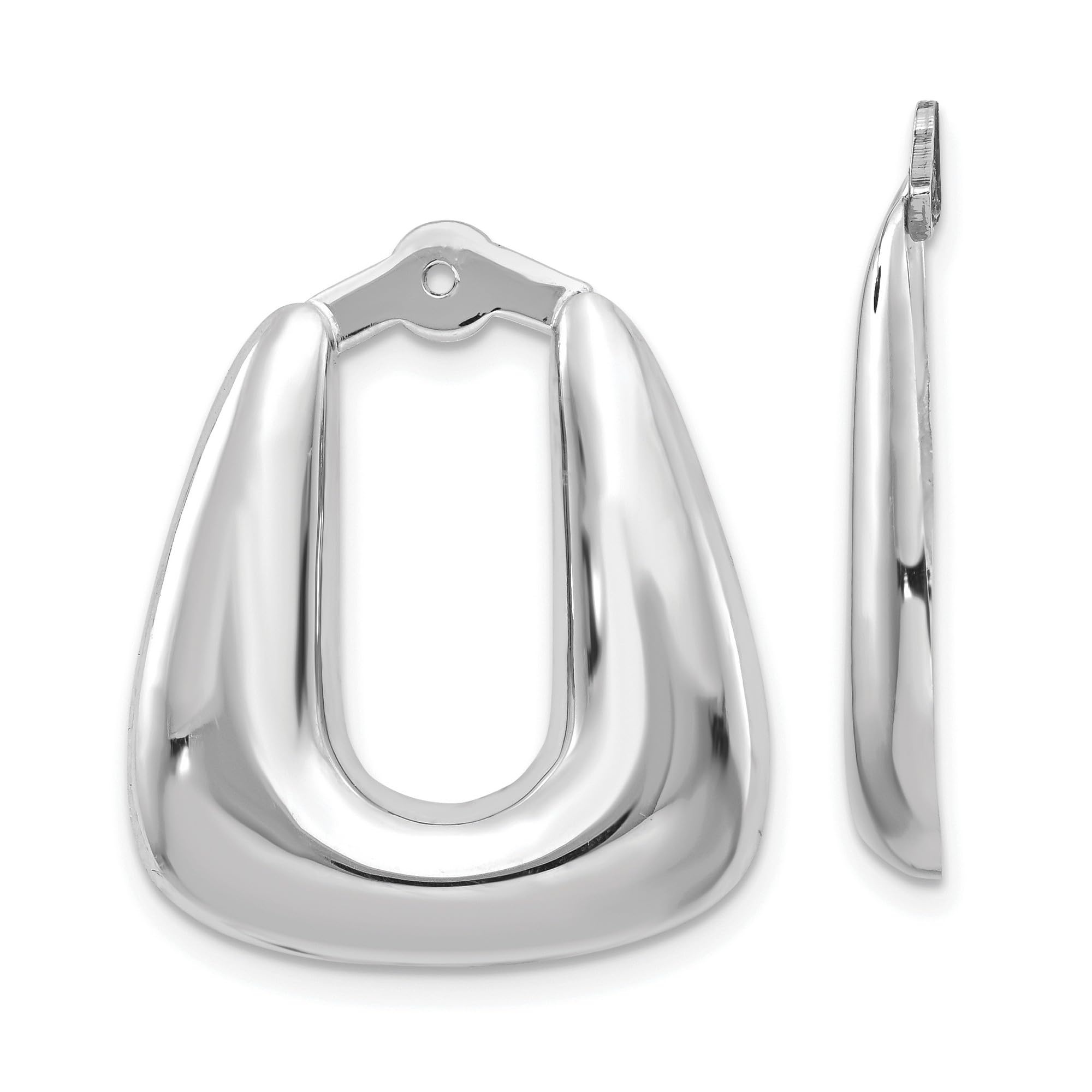 14K White Gold Polished Open Back Hoop Earring Jackets - Elegant Earring Enhancers for Women | Perfect for Parties, Weddings & Everyday Wear
