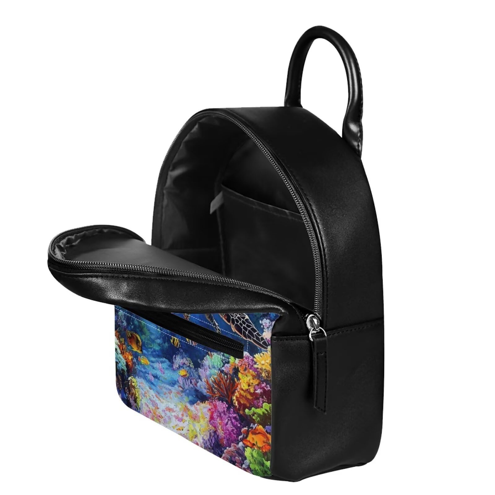 HUGS IDEA 3D Sea Turtle Mini Backpack for Women - Fashion Leather Backpack with Adjustable Strap, Lightweight Waterproof Daypack for Travel, Shopping, Hiking & School - Perfect for Beach Outings and Daily Commute