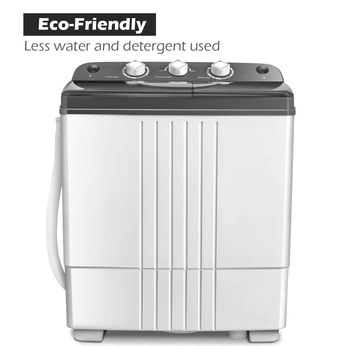 Giantex EP20313 Portable Washing Machine - 20lbs Capacity (12lbs Washer + 8lbs Spinner), Compact Laundry Solution for Apartments, RVs, Dorms & Small Spaces - Gray & White - Perfect for Travel, Camping & Tiny Homes