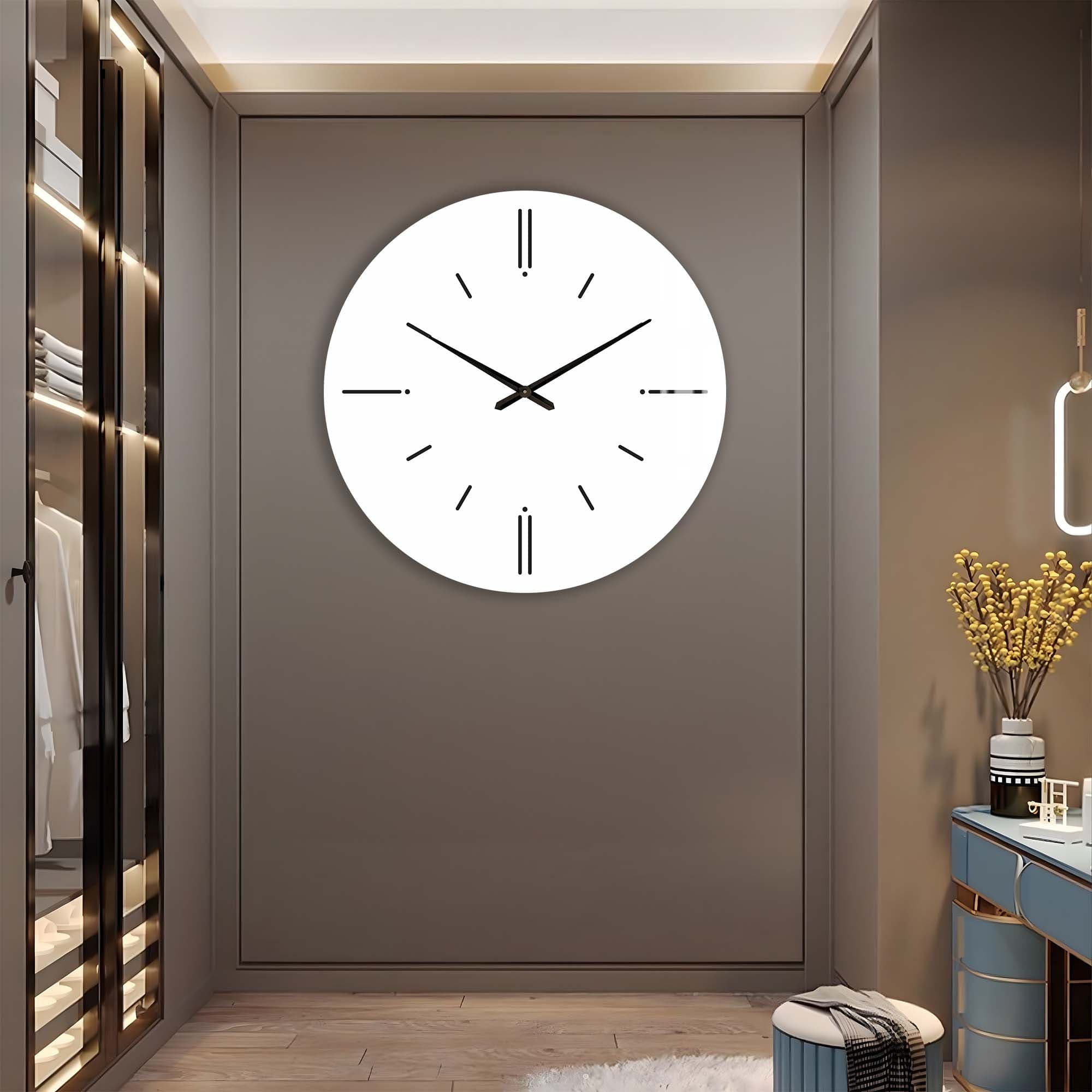 Minimalist White Glass Wall Clock - Modern Home & Office Decor - Perfect for Living Room, Bedroom, and Kitchen
