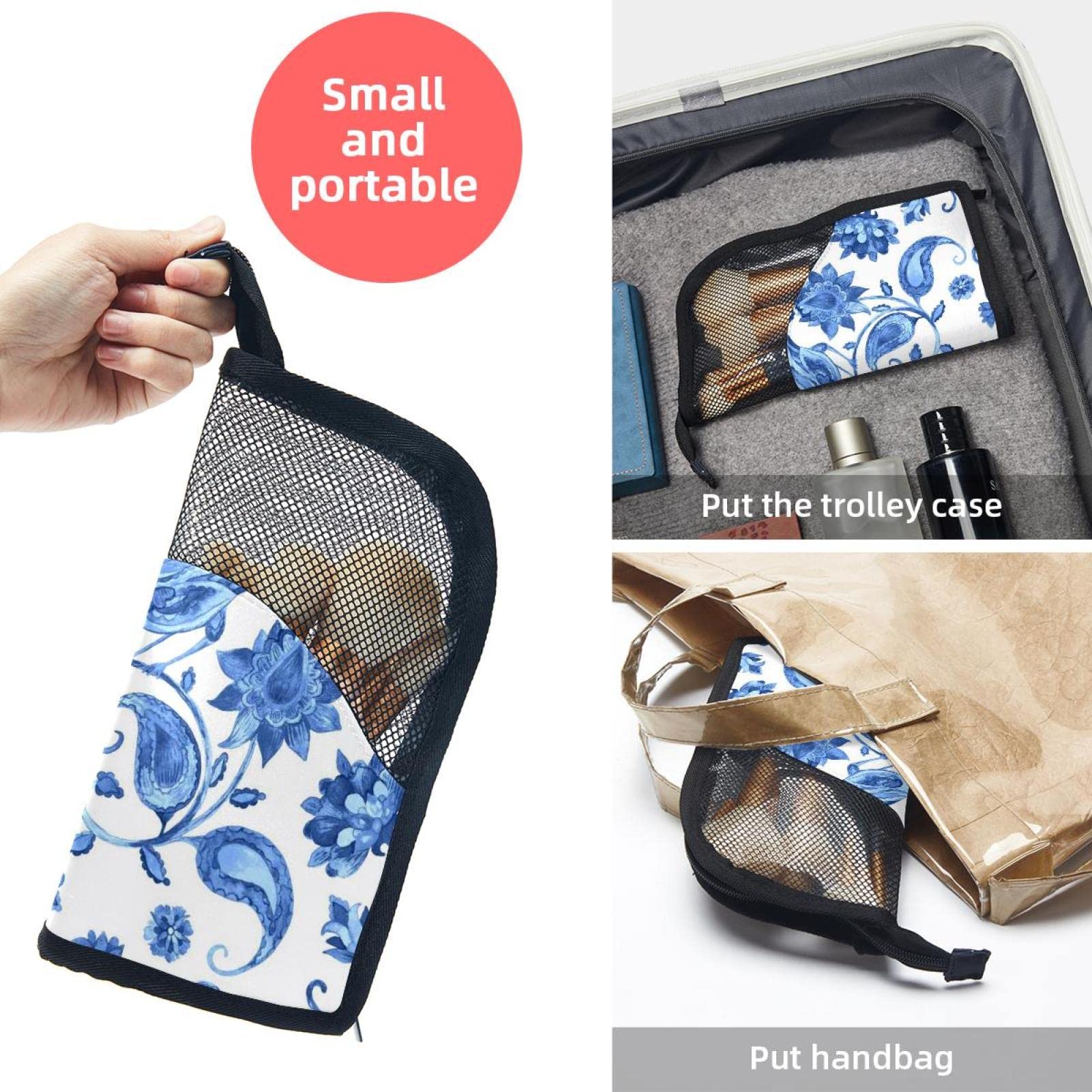 12 Pockets Makeup Brush Organizer Bag with Paisley Floral Design - Portable Travel Cosmetic Brush Holder Case for Professional Makeup Artists & Beauty Lovers - Perfect for Home Storage, Travel & Salon Use